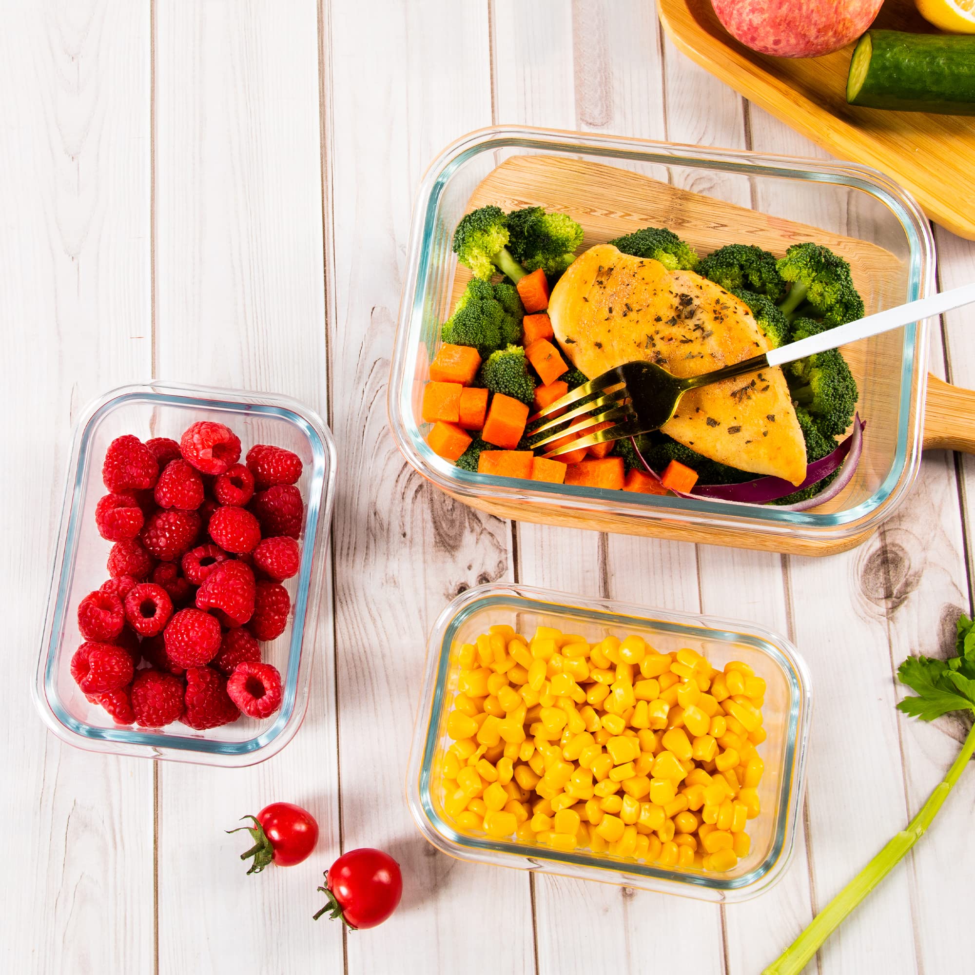 10 Pack Glas Lebensmittel Lagerung Container, luftdicht Mahlzeit Prep Container mit Deckel, Glas Mittagessen Container, Mikrowelle/Geschirrspüler sicher, Hellgrün