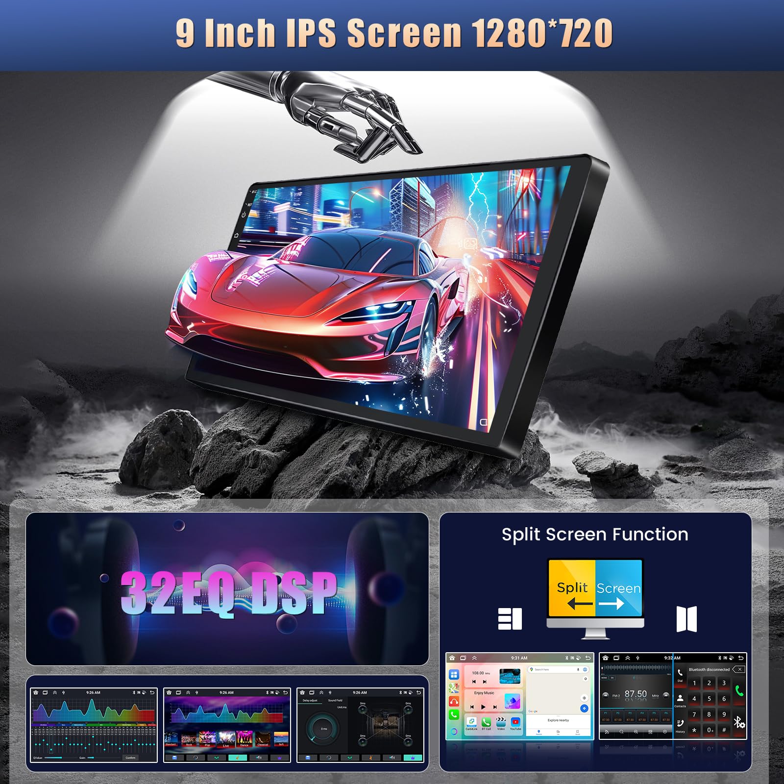 [8-Core/2G+64G] Hikity Android 15 Radio para Audi A3 S3 RS3 8P 2008-2012, 9 Pulgadas Pantalla Táctil Carplay Inalámbrico Android Auto con GPS Bluetooth FM RDS WiFi Mic Cámara Trasera