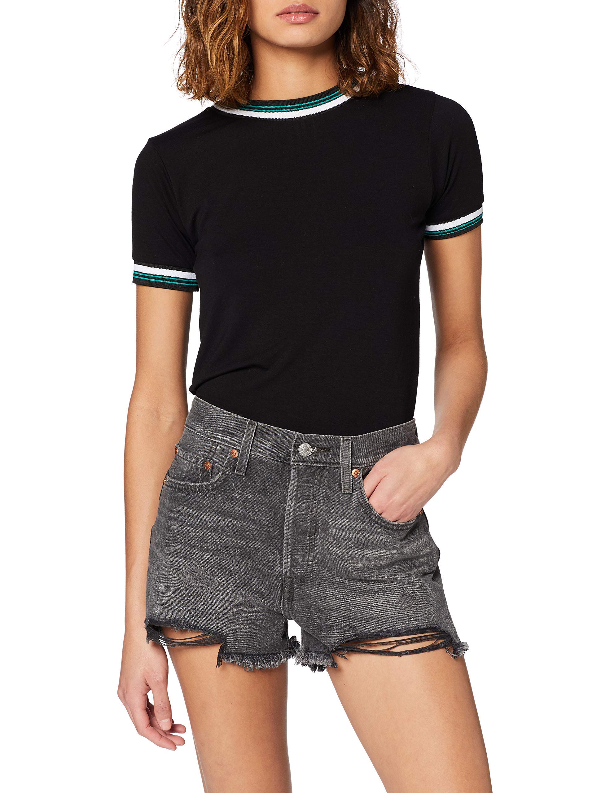 Levi's Women's 501 Original Shorts Denim Shorts Eat Your Words (Black) 32