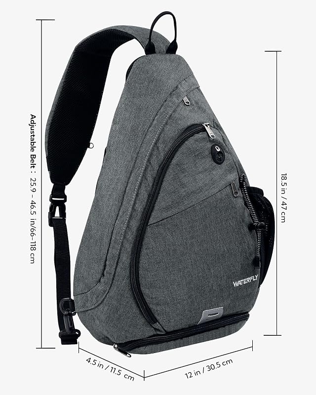 Rucsac tip sling triunghiular Waterfly, geantă de umăr și piept pentru bărbați și femei, ideală pentru drumeții, călătorii și ciclism