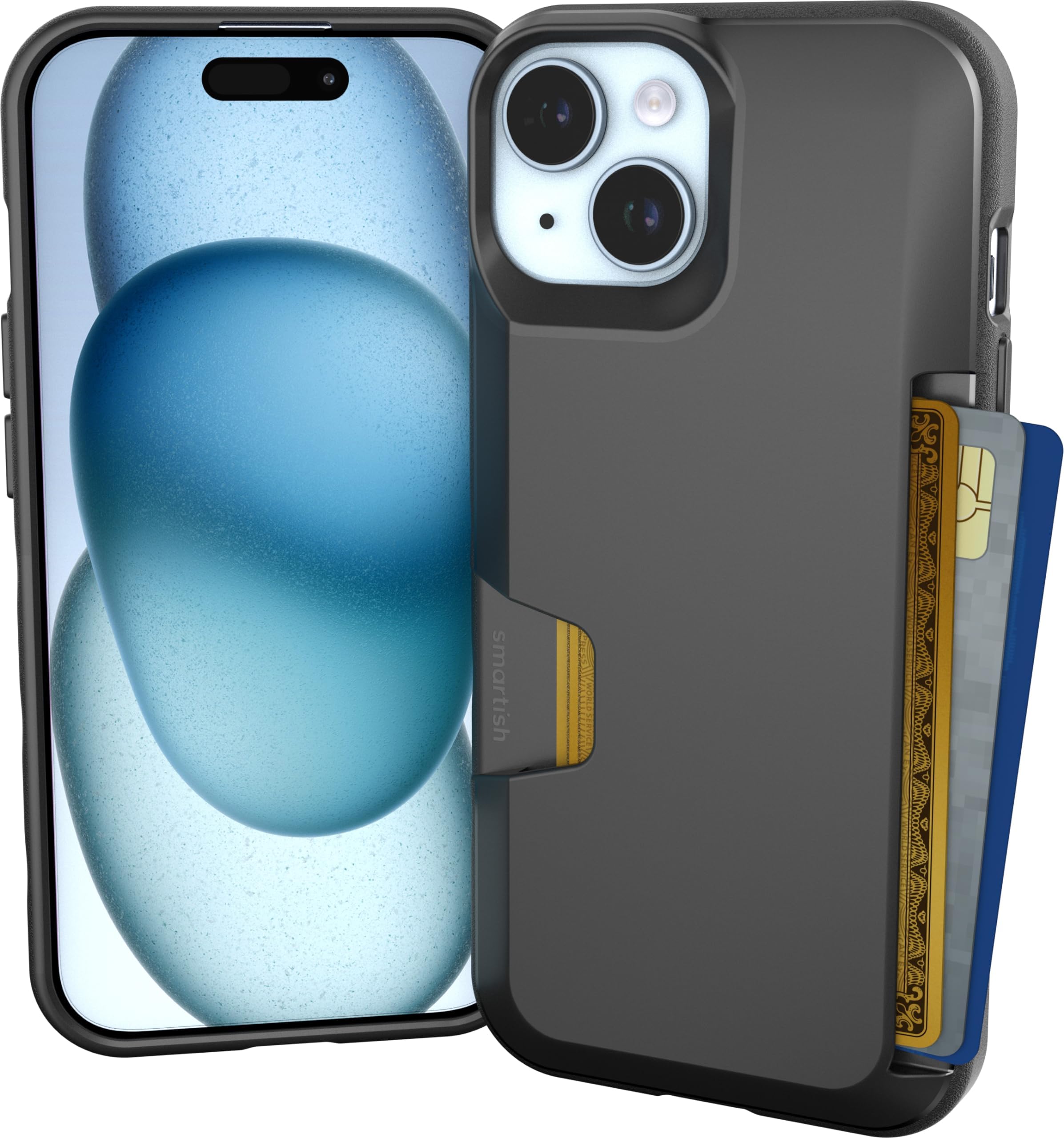 - Smartish® iPhone 15 Pro Wallet Case - Wallet Slayer Vol. 1 [Slim + Protective] Credit Card Holder - Drop Tested Hidden Credit Card Slot Cover for Apple iPhone 15 Pro - Black Tie Affair