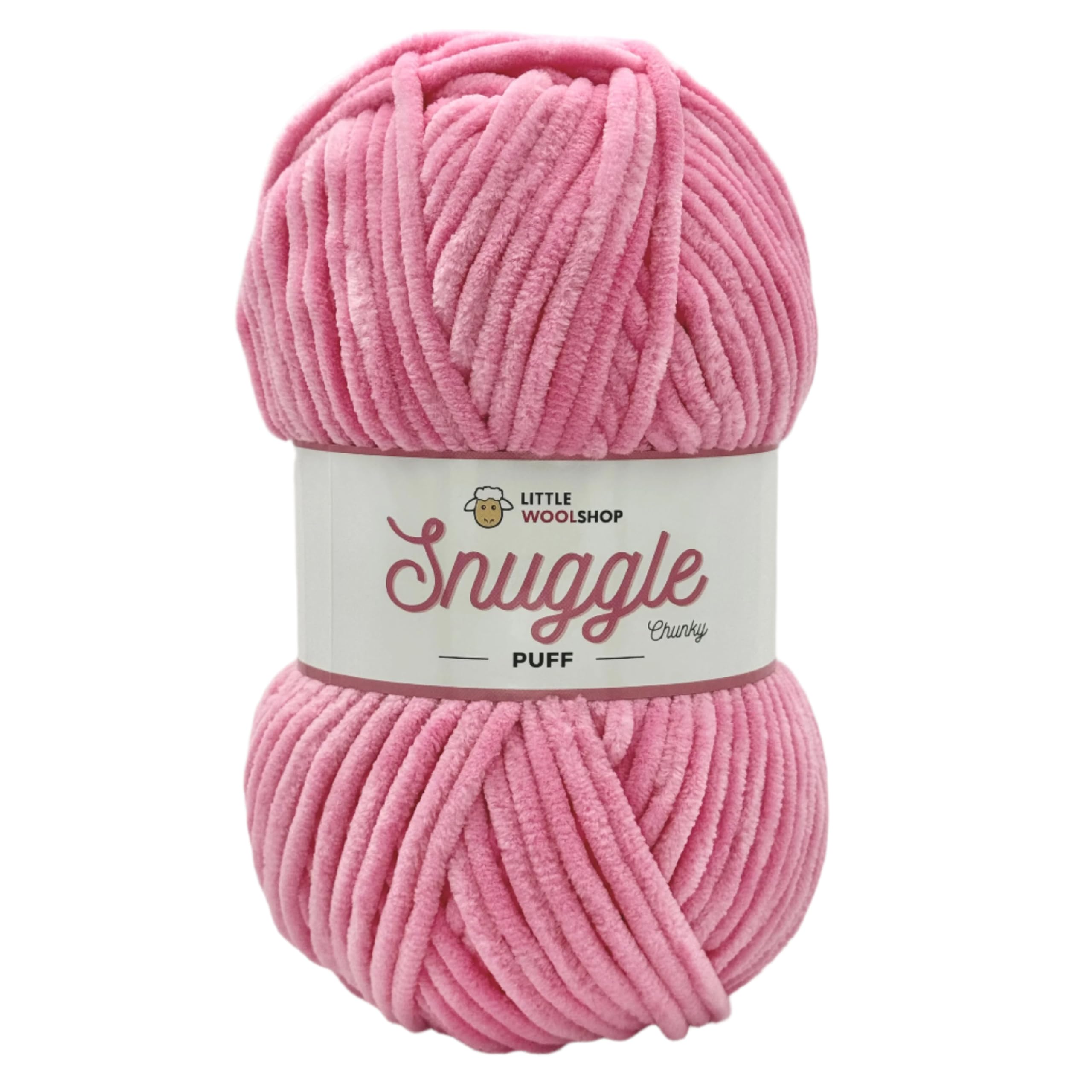 LittleWoolShop Snuggle Puff Chunky Chenille Yarn 100g - 100% Supersoft Polyester (Pink Macaron 498, Single (1 Ball))
