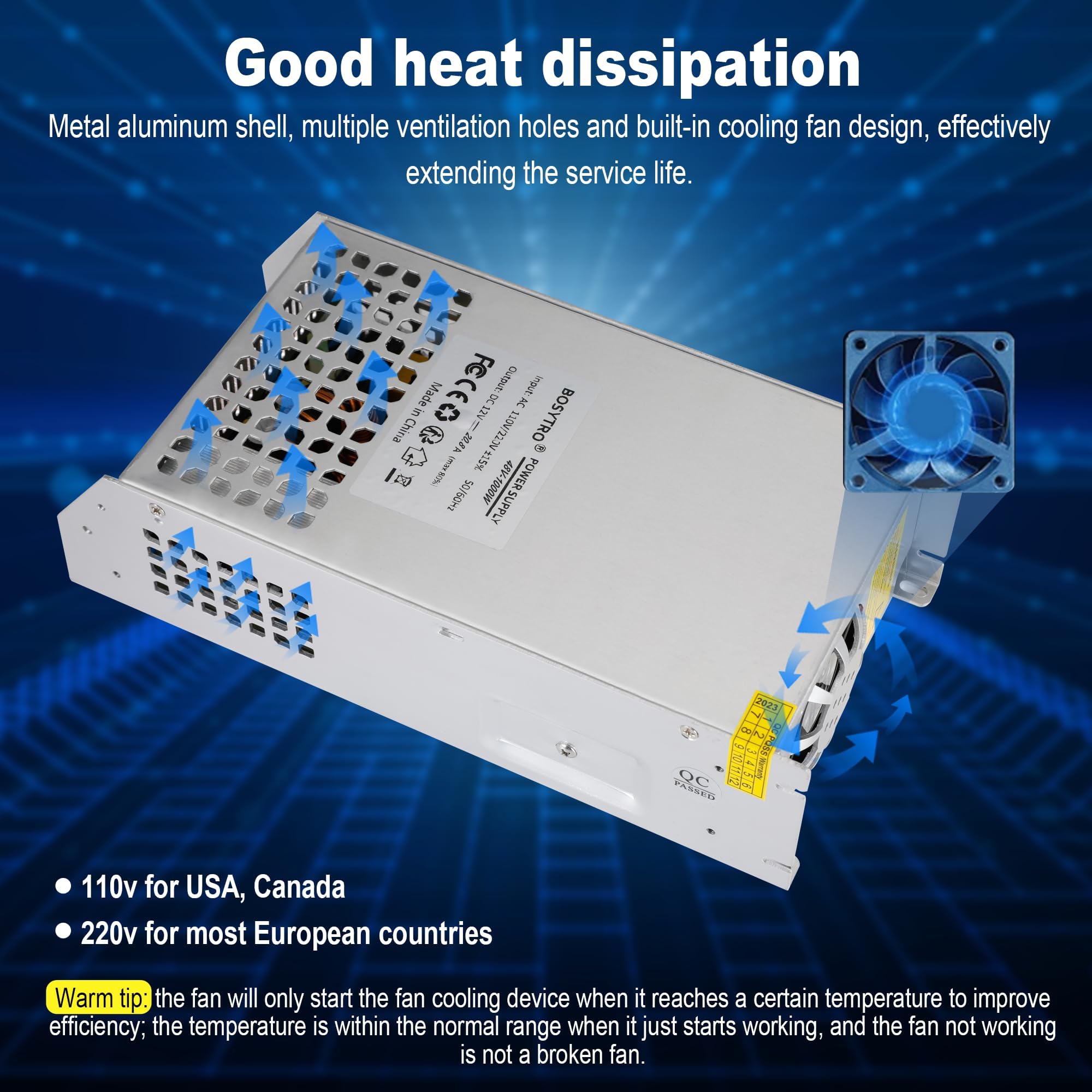 Universal Schaltnetzteil 48V 20.8A 1000W Geregelter Universal Netzteil AC 110V/220V (PSU SMPS) 48Volt Transformator Industriell Adapter LED Lichtleiste Lampe Halbleiter Motor Pumpe Winde Amplifier