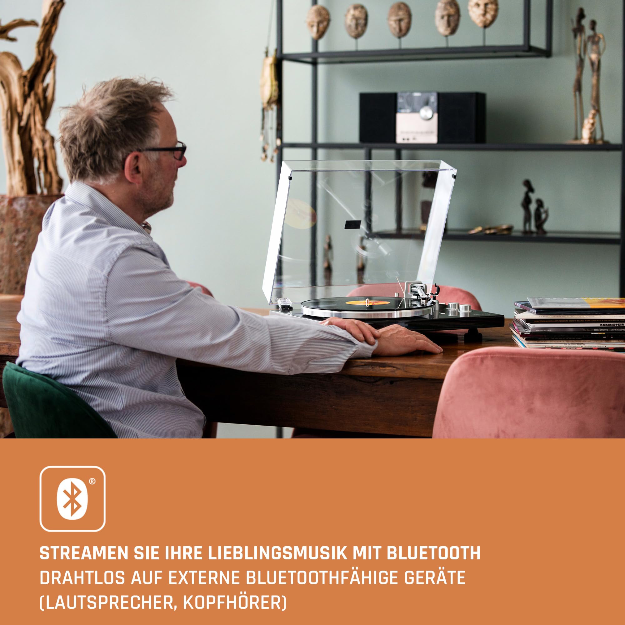 Lenco LBT-188WA - Vinyl Plattenspieler mit Bluetooth Ausgang