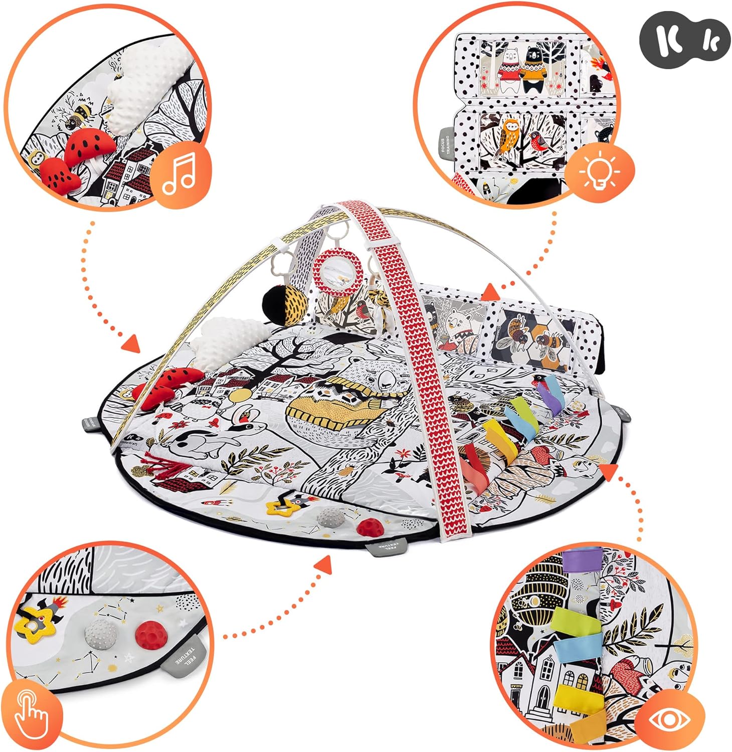 Kontrastné vzory a senzorické prvky deky EDUMEE