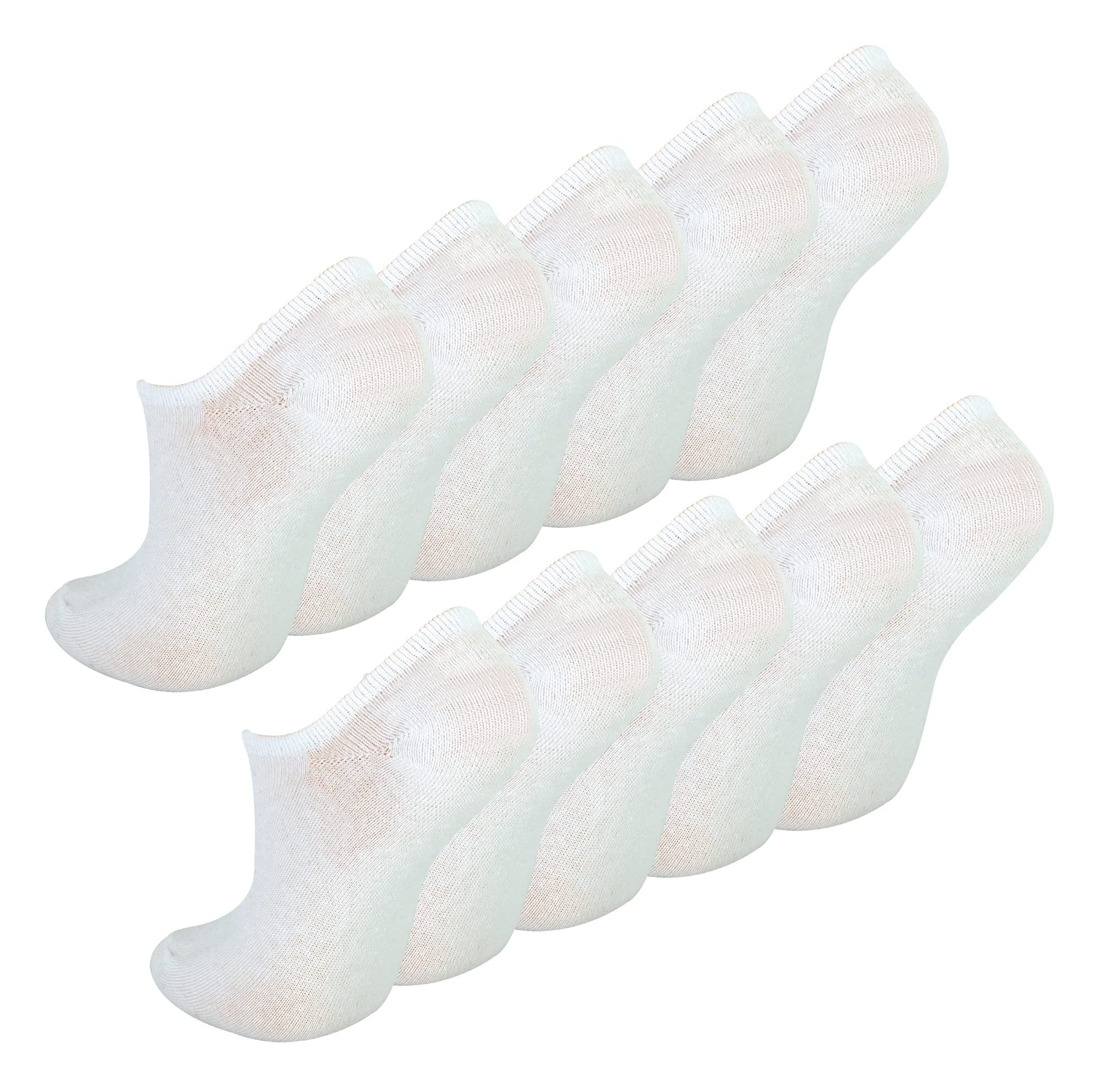 10 Pair Multipack Kids Invisible Socks | Sock Snob | Breathable White No Show Socks for Girls & Boys (11-14 Years, White)