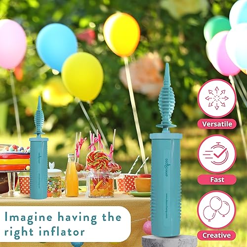 Miniatura 8 de by DECOCHAMP Deco Pump - Bomba manual de doble acción de 2 vías, inflador manual de globos, bomba de aire portátil para globos