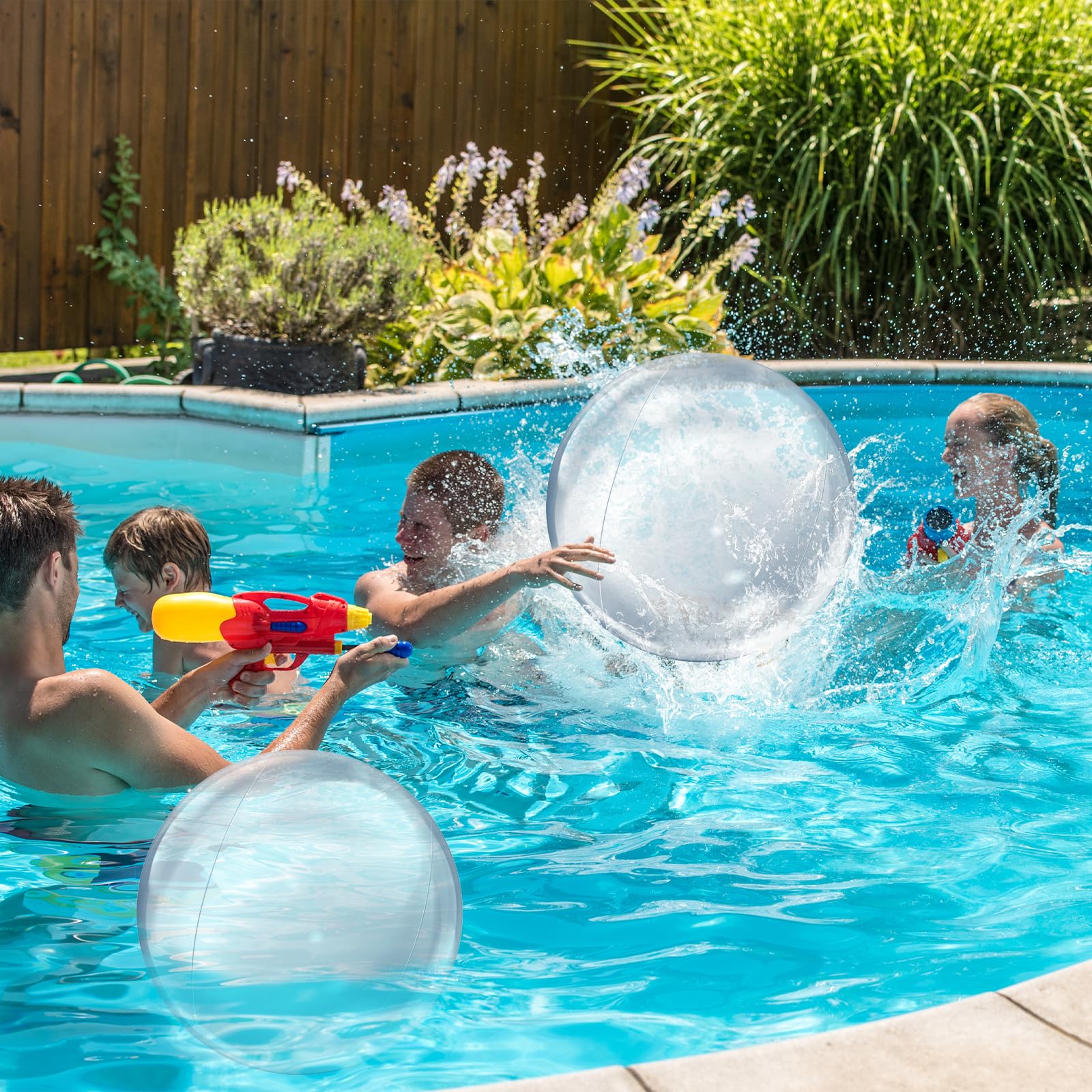 Pelota Transparente Inflable 2 Piezas Pelota Inflable Playa PVC Pelota Piscina Hinchable para Juguetes de Playa, Fiesta de Verano