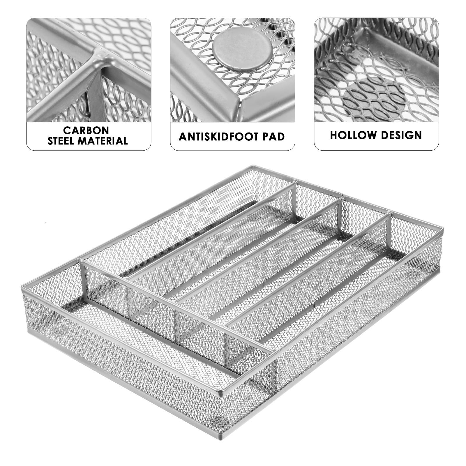 SOLUSTRE Organizador de Cajones para Cocina y Oficina en Acero al Carbono Diseño Hueco y Fácil Instalación, Adecuado para Almacenamiento