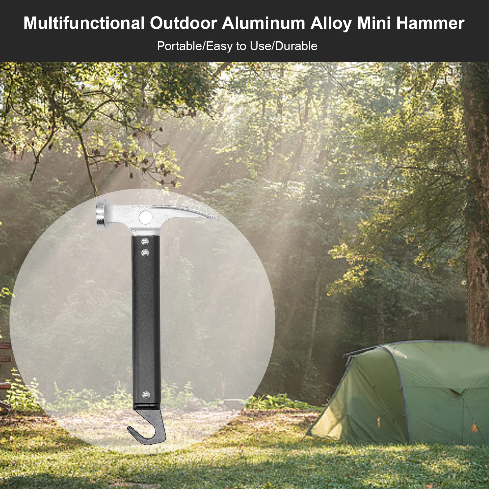 OUKENS Marteau de Camping, 22cm Piquet de Tente extracteur, Maillet en Alliage d'aluminium, Mini Outil extérieur Portable, Marteau De Tente Outil Multifonctionnel pour intérieur et extérieur