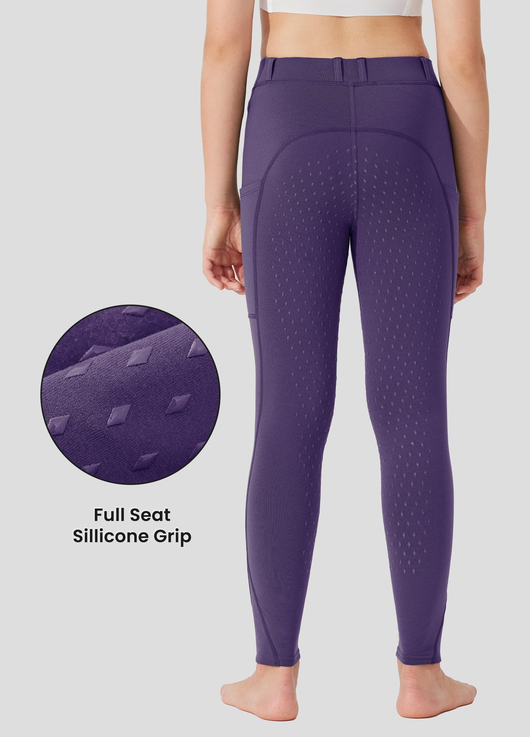Willit Pantaloni da equitazione in pile per ragazze, pantaloni da equitazione invernali per bambini, collant termici per scuola