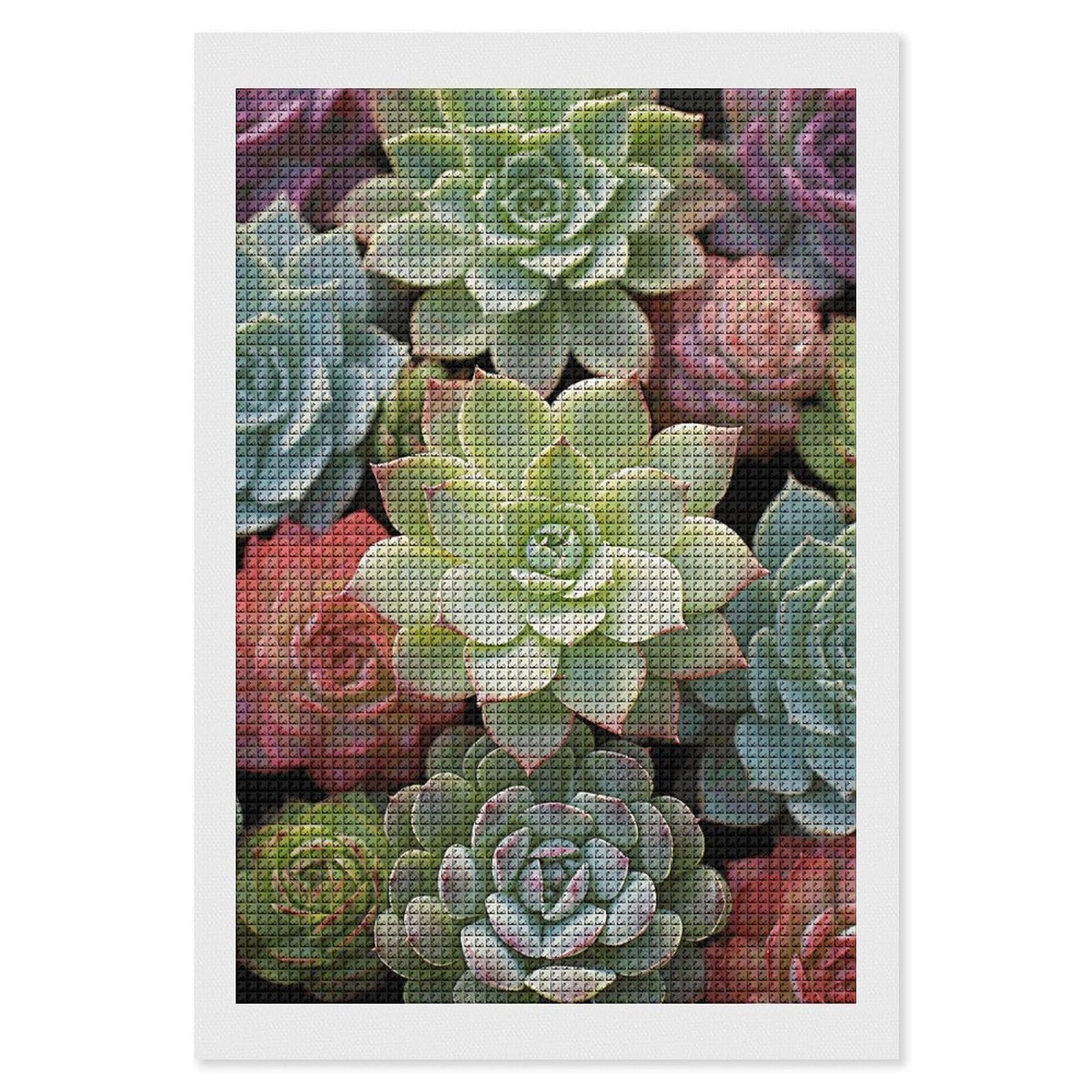 Cactus Succulents Diamond Art Kits for Adults, DIY 5D Diamonds Painting Kits for Beginner, Round Full Drill Diamond Dots Painting, 8"x12" Diamonds Pictures Gem Art and Crafts Wall Decor