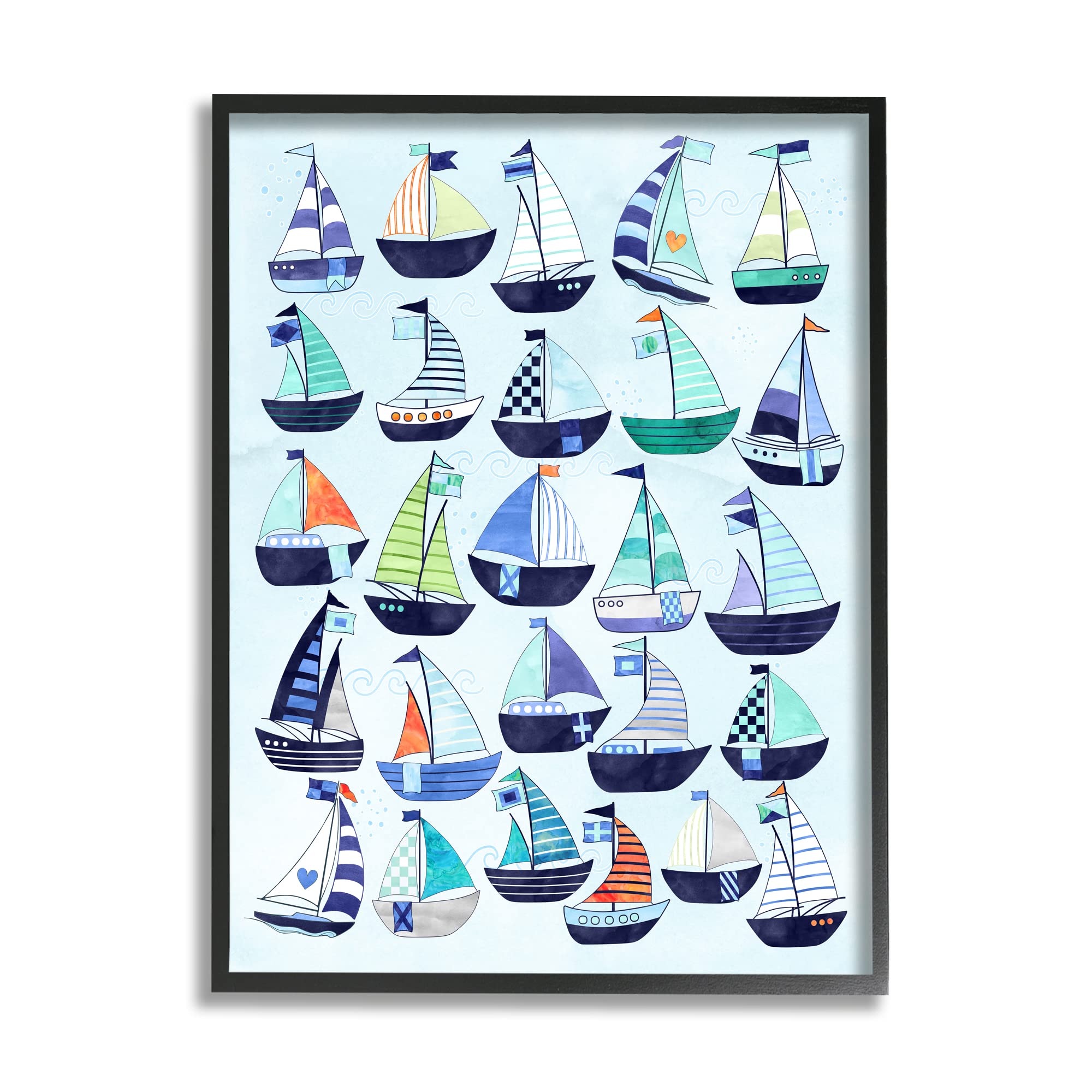 Stupell Industries Nautical Vibrant Sailboats Types Chart Illustration, Design by Erica Billups
