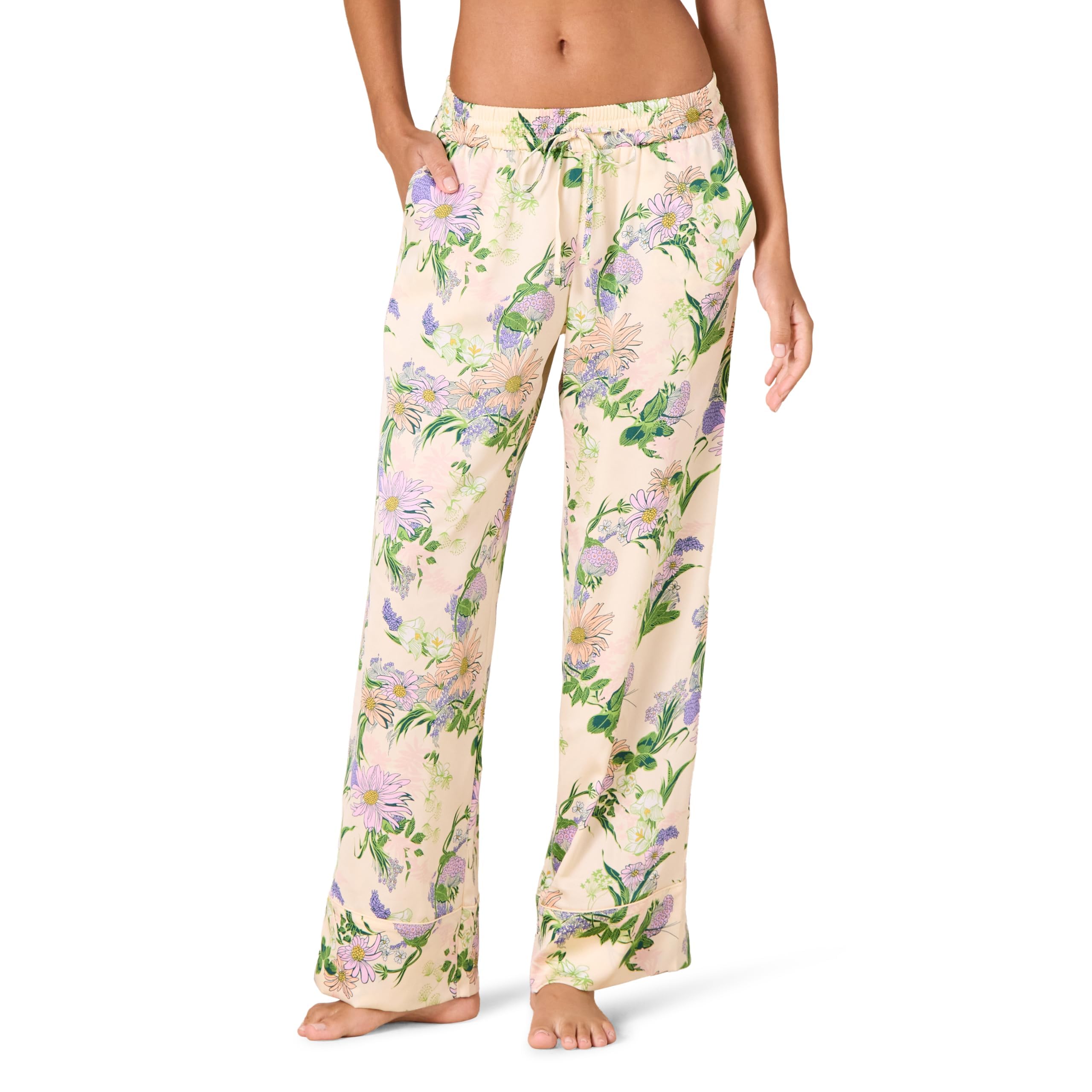 Amazon Essentials Damen Pyjamahose aus Satin in normaler Passform in voller Länge