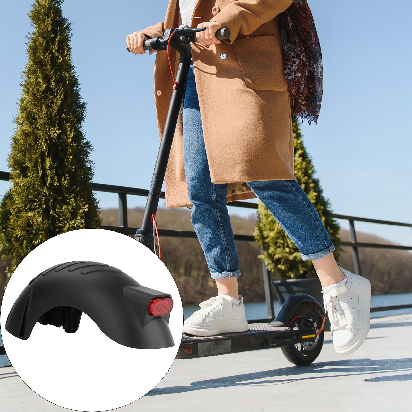 Schutzblech vorne / hinten mit Rücklicht, verbreiterter Schutz, einfache Installation für Roller, Elektro-Scooter-Teile Sport & Freizeit