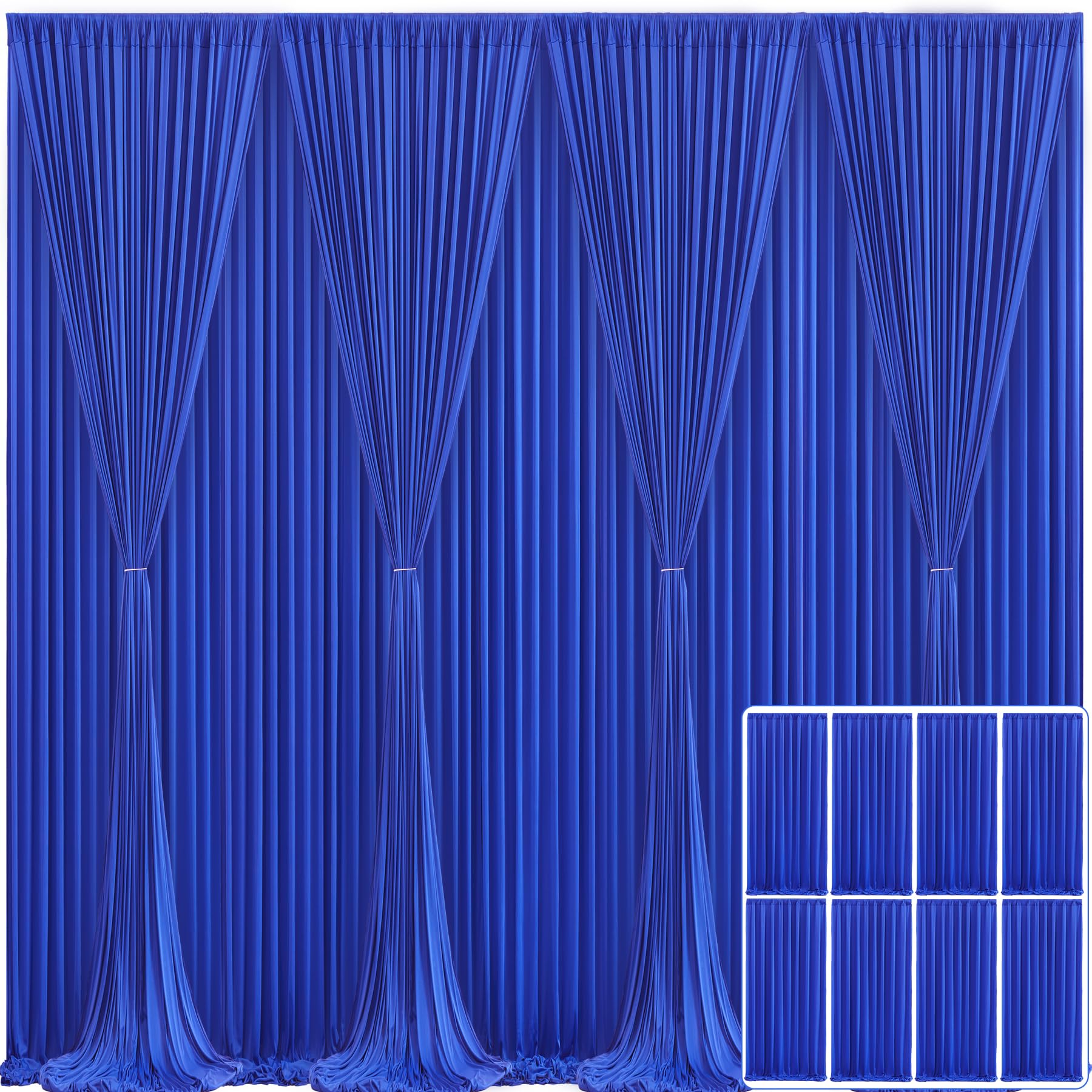 8 Panels Royal Blue Backdrop Curtain for Wedding Parties Wrinkle Free Blue Photo Curtains Backdrop Drapes Fabric Decoration for Birthday Party Baby