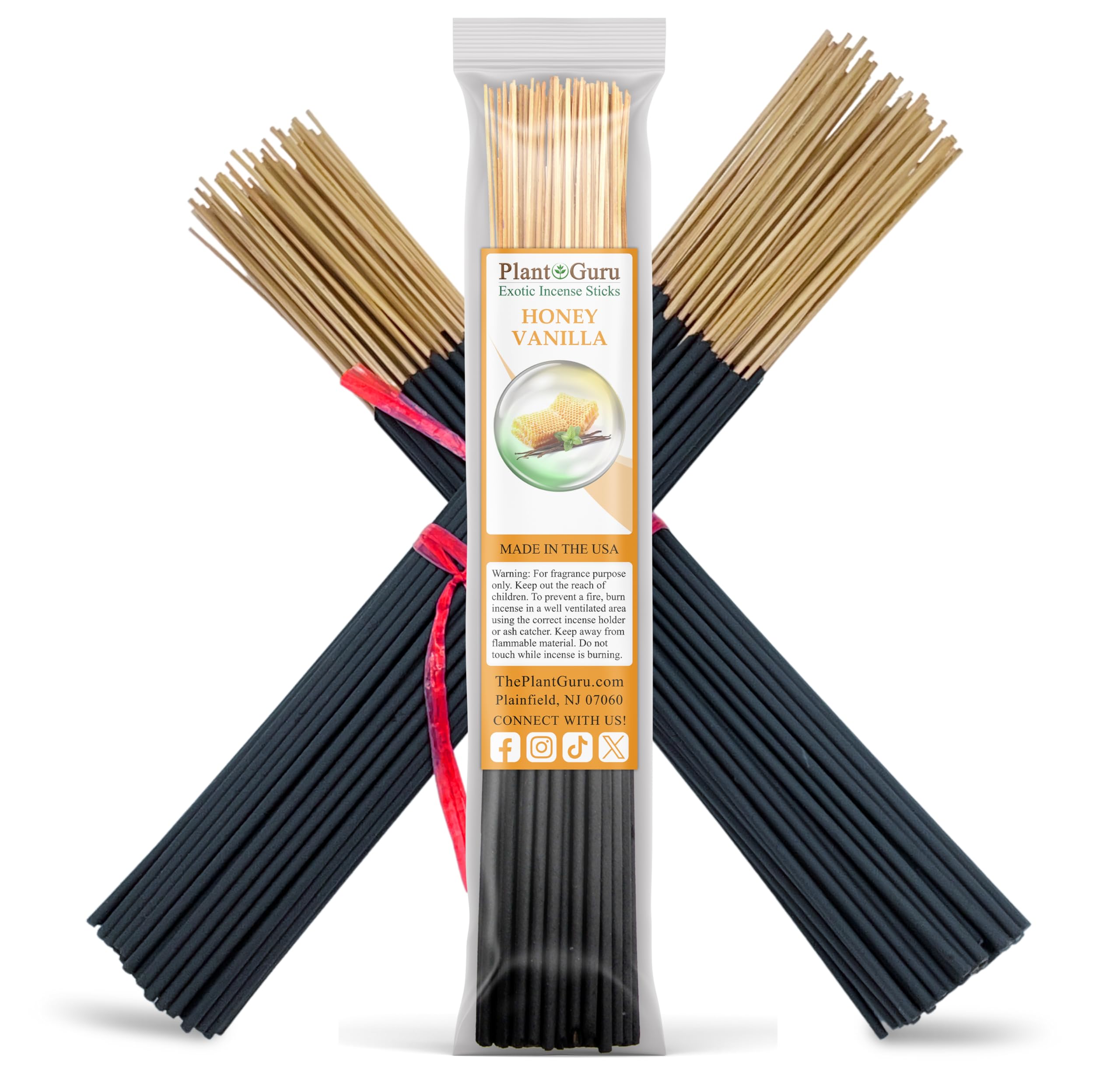 Honey Vanilla Incense Sticks 11" - 1 Bundle 85 to 100 Sticks - Smooth and Clean Long Burn Time, 45 to 60 Minutes.