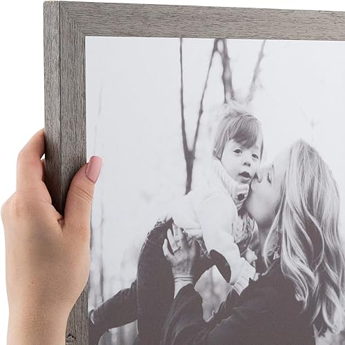 ArtToFrames Marco de fotos gris de 8 x 10 pulgadas, este marco de póster de madera personalizada de 1 pulgada es de estilo rústico gris granero,