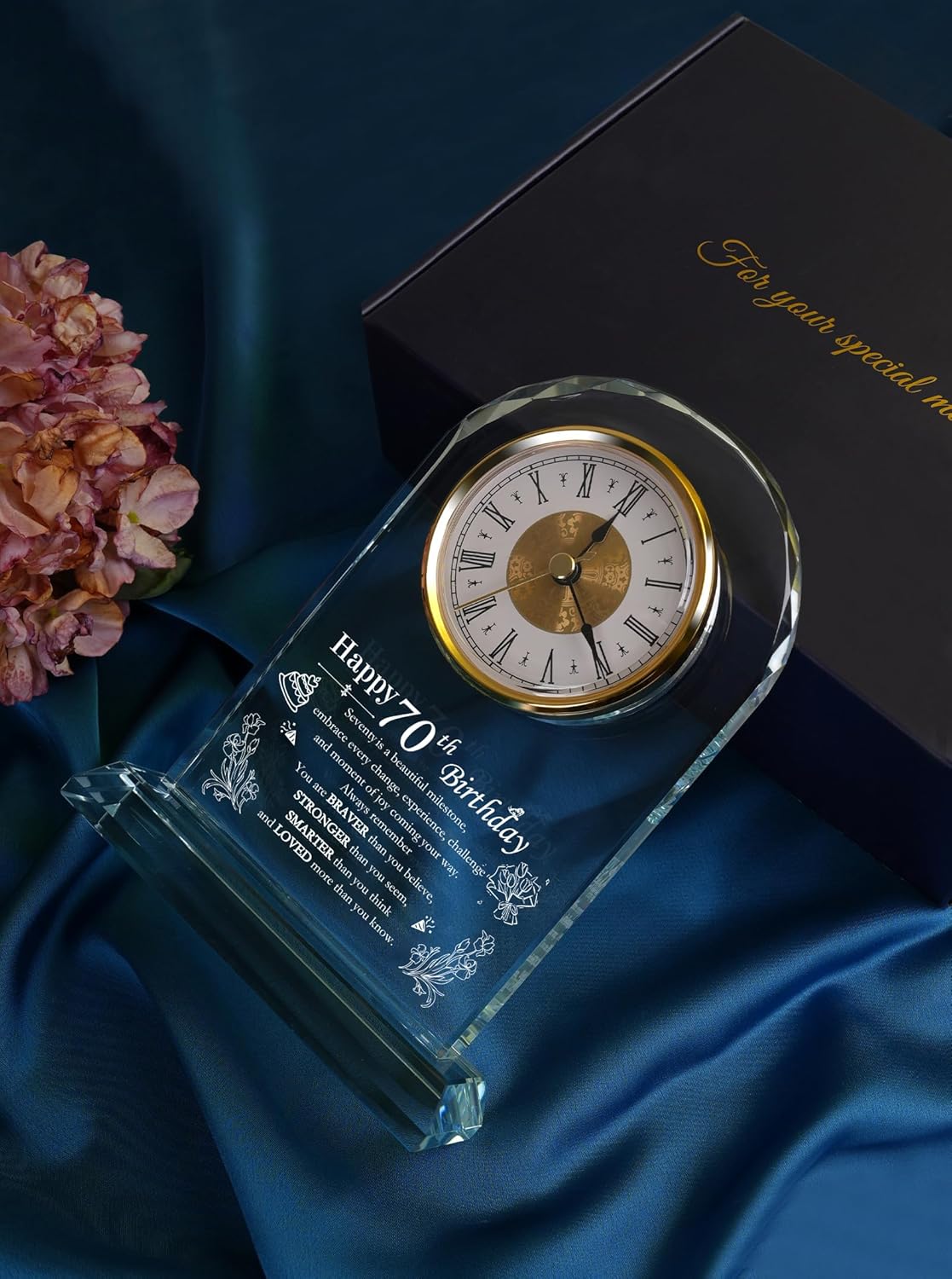 Unique Happy 70th Birthday Gifts for Women, Men, Mom, Dad, Grandma, Grandpa, 70 Year Old Birthday Present Quartz Clocks with Blessing Decorations for Her, Him, Parents, and Couples - Image 4