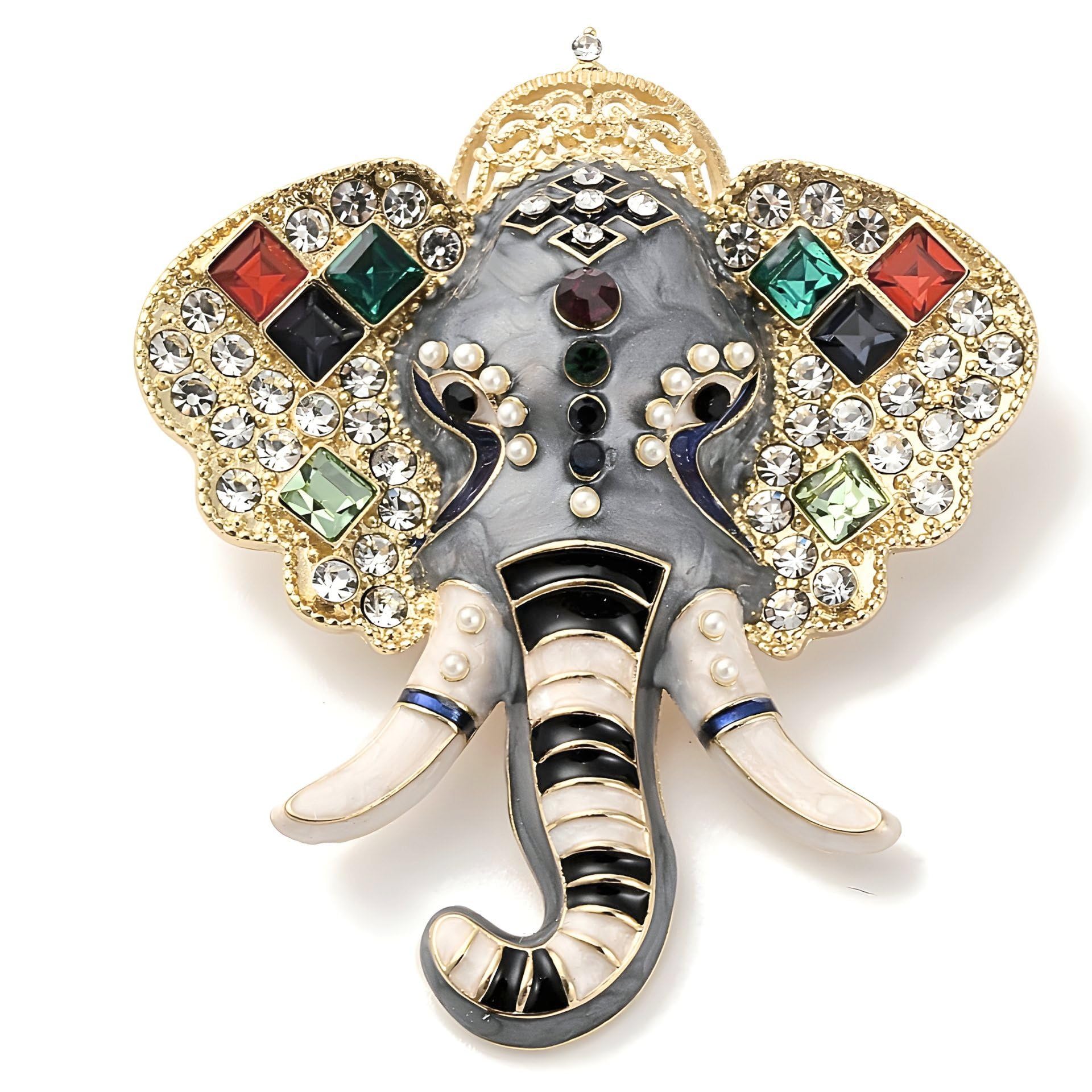 via mazzini Gold Plated 'Trunk of Fortune' Lord Ganesha Inspired Brooch Cum Saree Pin For Women And Girls | Trendy Statement Fashion Jewelry | Elegant Pin for Saree, Blazers, Dresses, Bags & More (Brooch0677) 1 Pc-picture-31