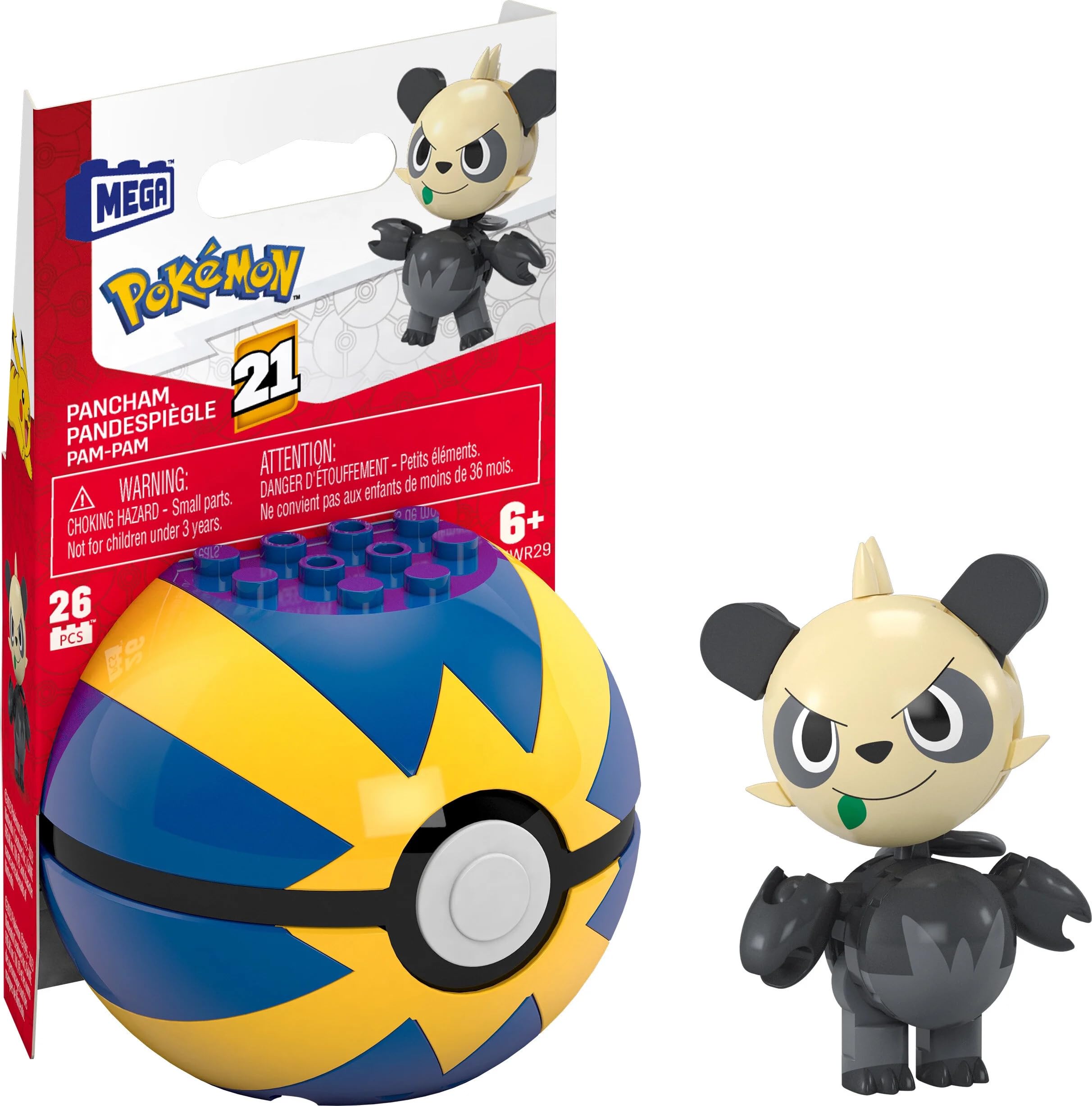 MEGA Pokemon Pancham Building Toy Kit, Poseable Action Figure (26 Pieces) for Kids