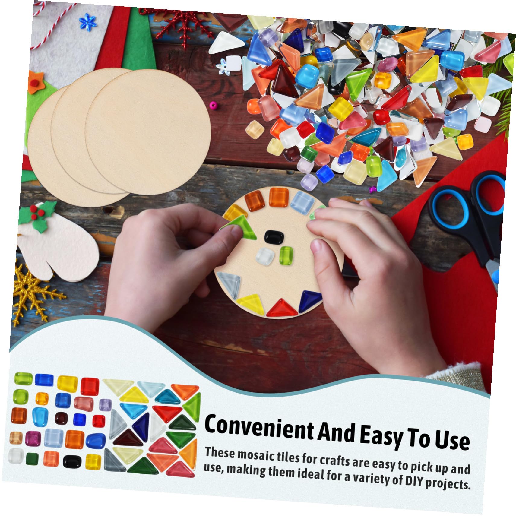 Confezione Da 3 Kit Piastrelle Mosaico in Vetro Cristallo Resistente per Fai da Te per Decorazioni Artistiche e Creazioni Creative
