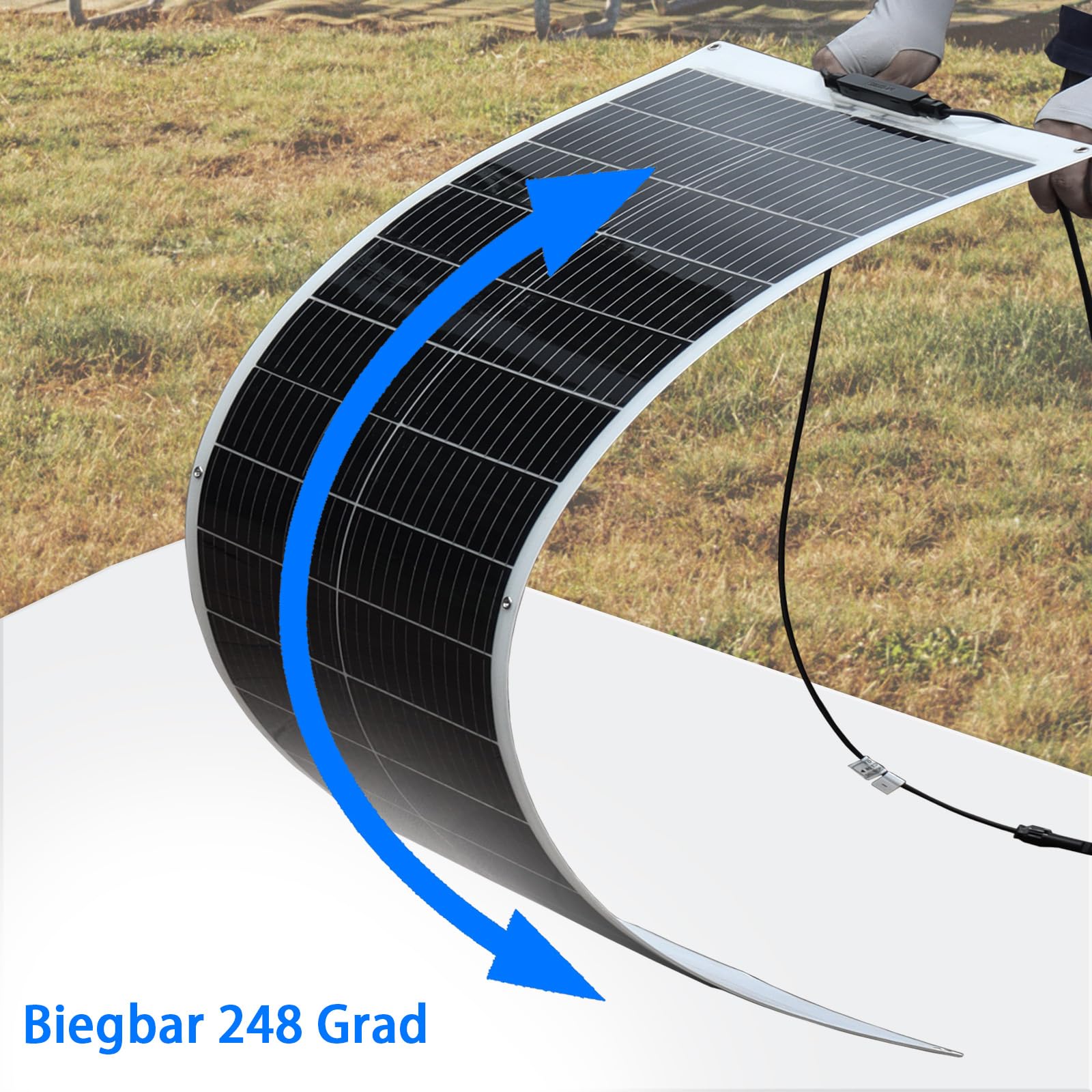 Solarpanel Flexibel 100W, 12V Flexibles Solarpanel Schmal Lang | 100Watt Solarmodul für 12V Batterien Wohnmobil Balkon Wohnwagen Boot Photovoltaik Panel Solaranlage Pv Modul Weiß