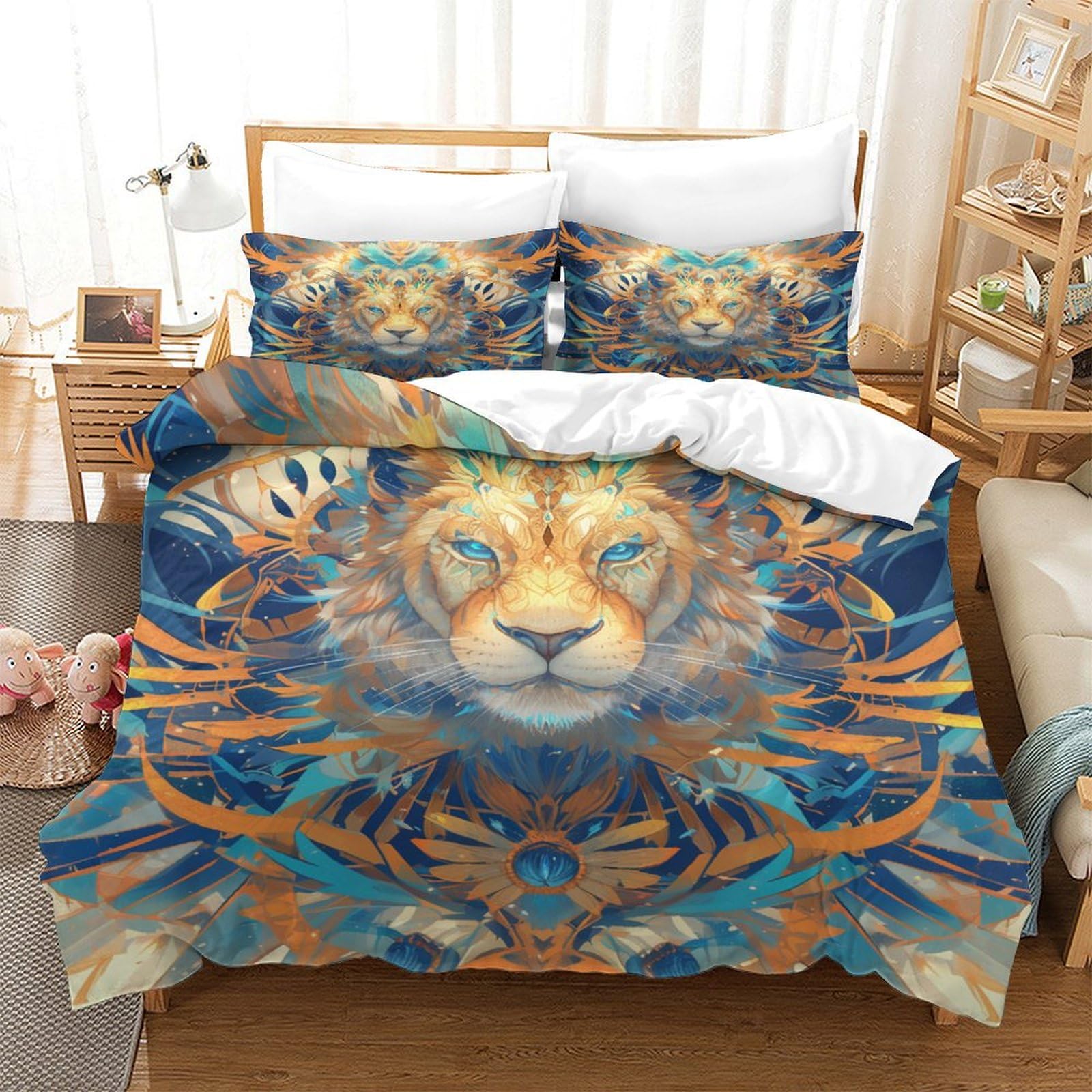 Housse de couette lion sauvage pour transformer une chambre d'enfant avec style 3D