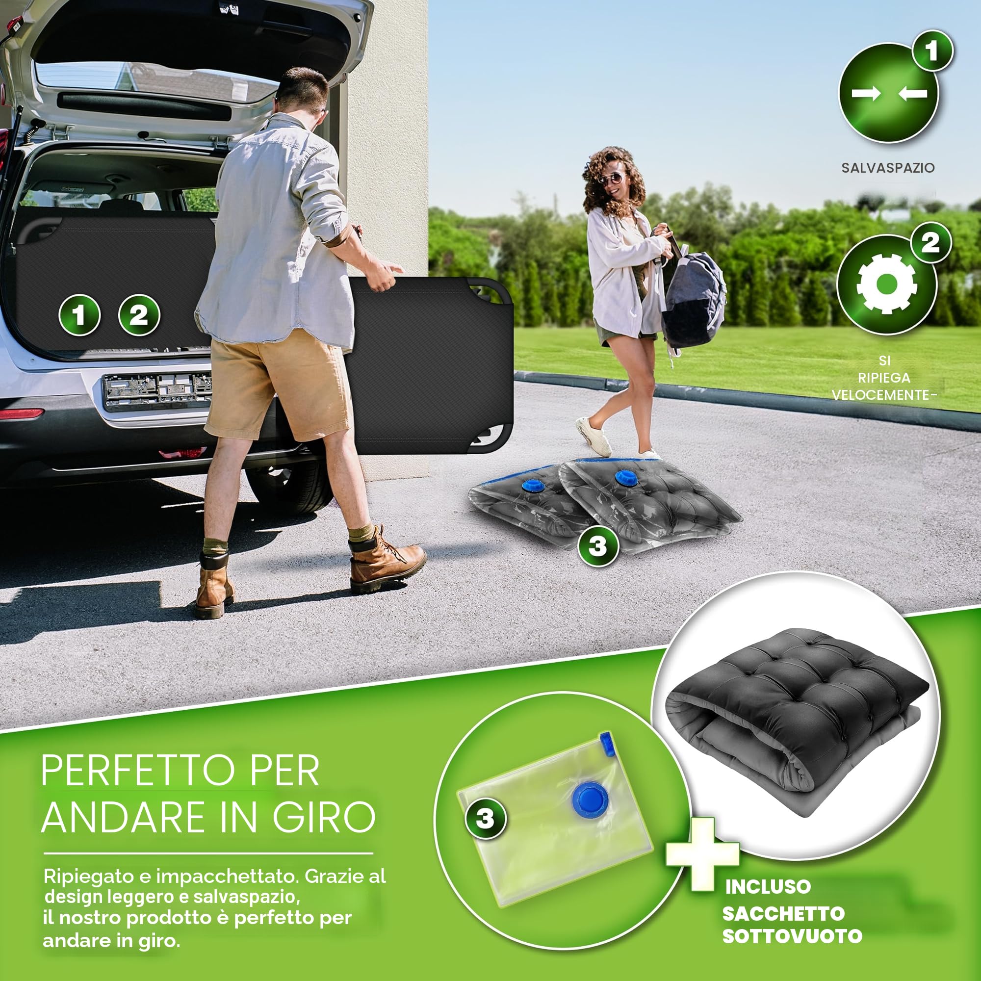 tillvex® Lettino da campeggio pieghevole con borsa per il trasporto e cuscino cervicale fino a 280 kg | Lettino da campeggio con imbottitura | Letto pieghevole per gli ospiti giardino campeggio