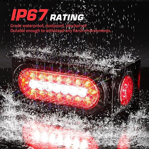 Miniatura 4 de LINKITOM Kit de 2 piezas de luces de remolque montadas por soldadura en cajas de acero con soporte para placa de matrícula de 6 pulgadas, luces LED