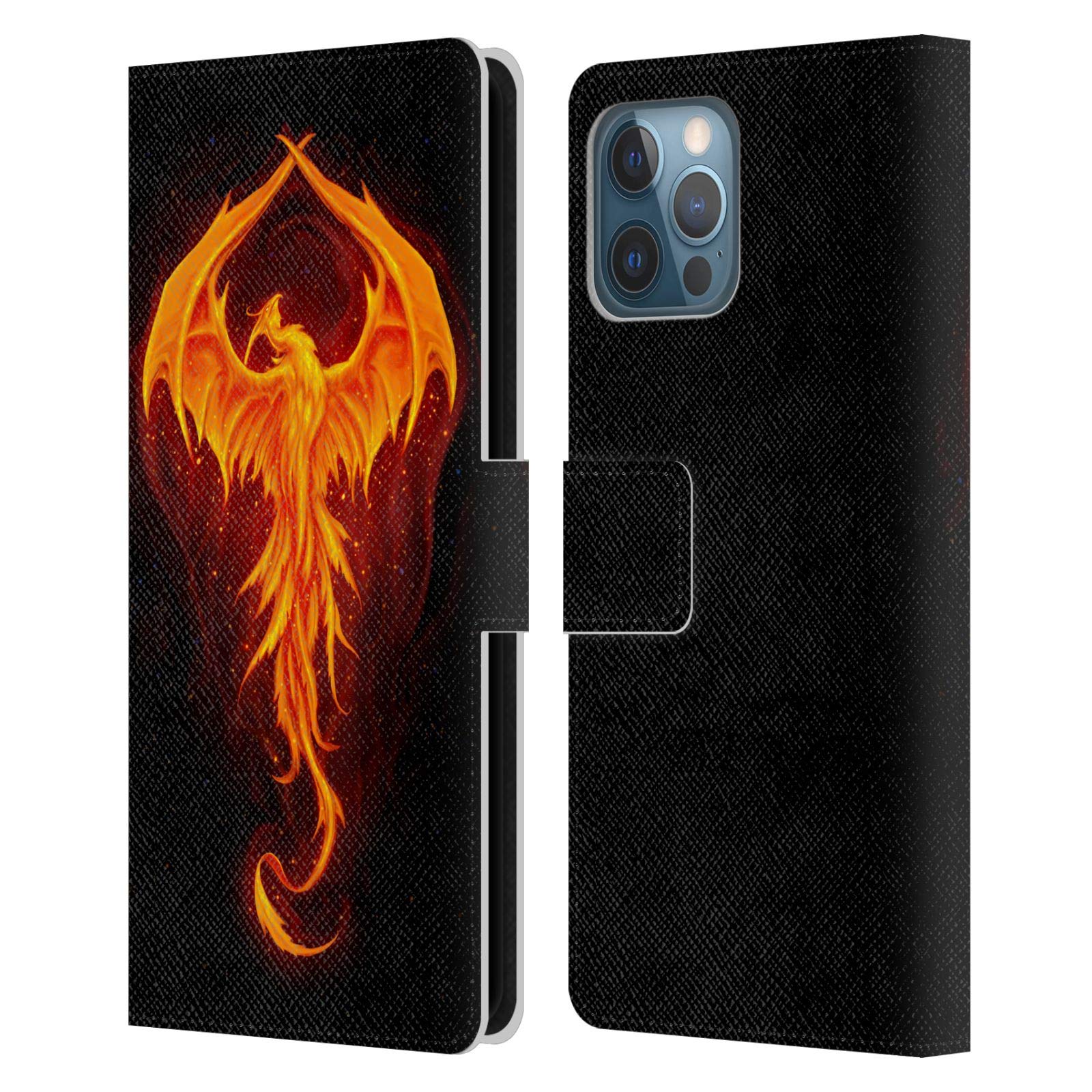 Head Case Designs Officially Licensed Christos Karapanos Dragon Phoenix Dark Hours Leather Book Wallet Case Cover Compatible With Apple iPhone 12 Pro Max
