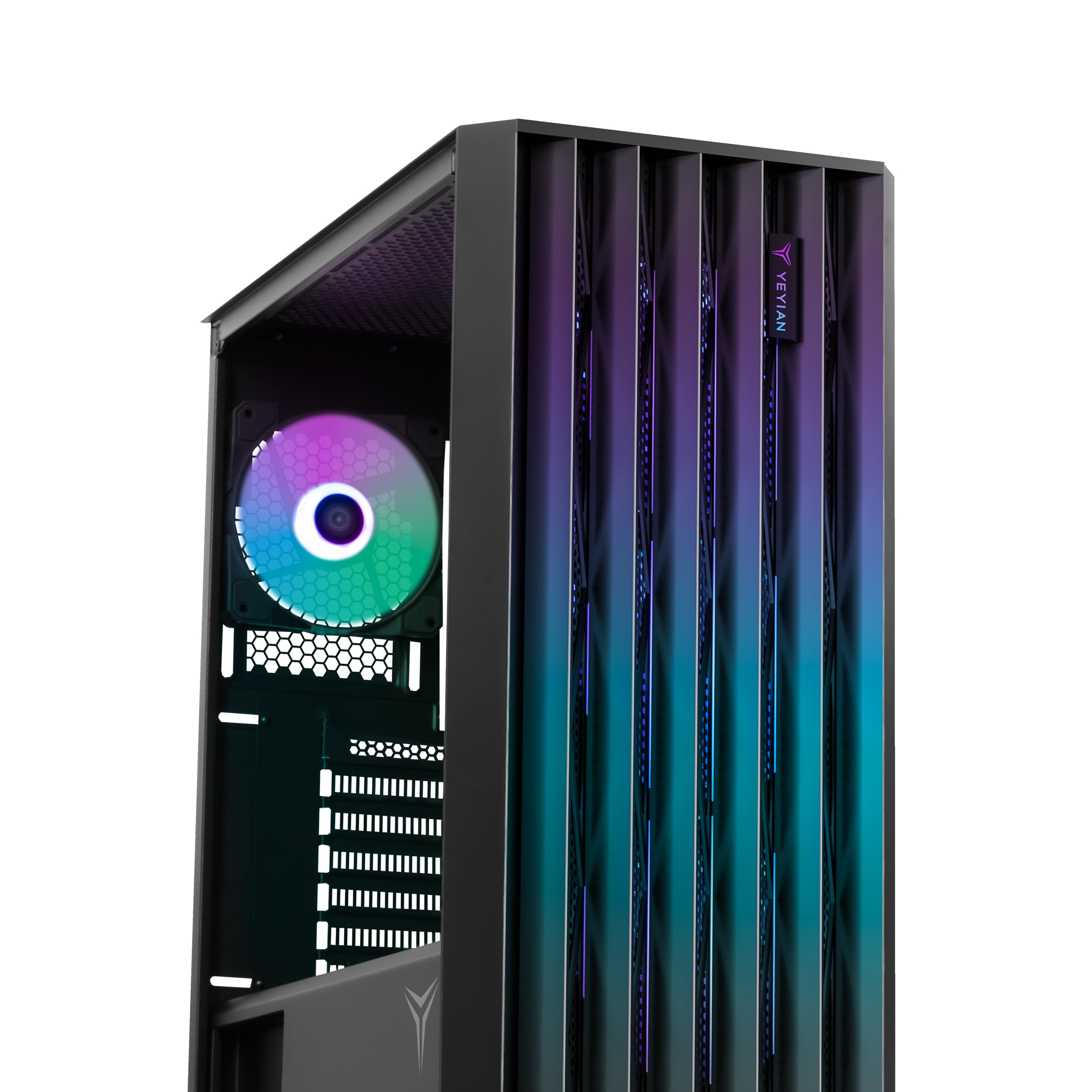 YEYIAN Phoenix Gamer PC Case | Mid Tower | ATX, M-ATX, ITX | Pannello Frontale Indirizzabile | Pannello Maglia di Ferro | 4 Ventole ARGB PWM | 3 Anteriori 1 Posteriore 120mm | CPU 170mm | GPU 400mm