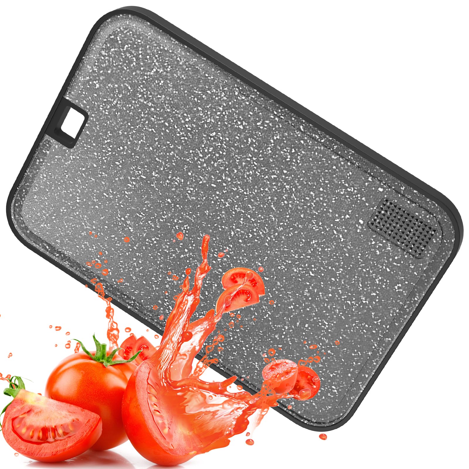 Viretang Cutting Boards for Kitchen, Dishwasher Safe Cutting Boards with Juice Grooves, Easy Grip Handle, Non-Slip (Black)