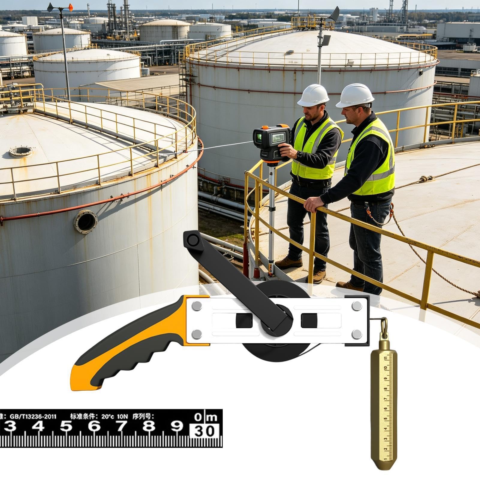 Misuratore Per Petroliferi Strumento Di Precisione In Acciaio 15 M Con | Nastro Misura Serbatoi Olio Industriale, Automotive, Nautico, Stoccaggio, Ispezione, Magazzino, Raffineria, Garage