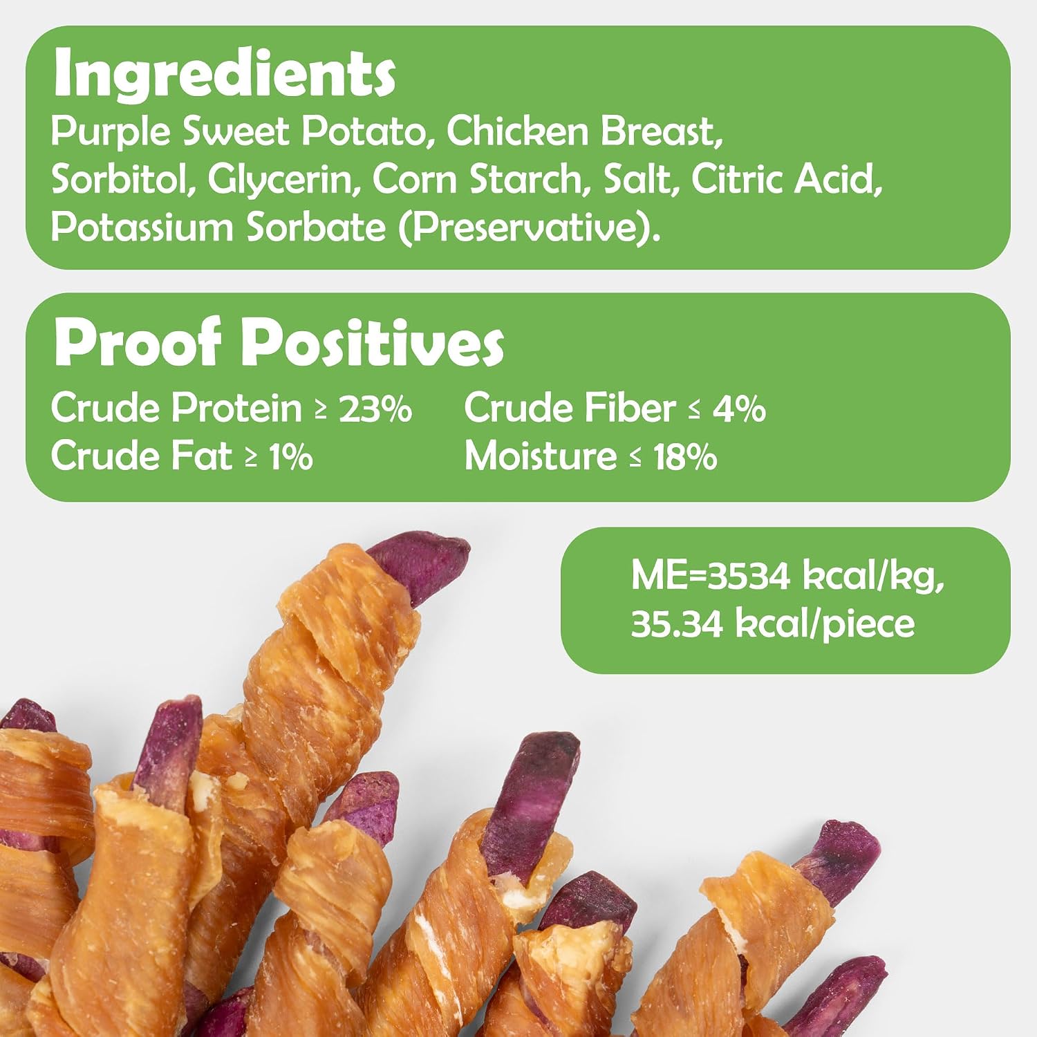 MON2SUN Rawhide Free Dog Treats, Chicken Wrapped Purple Sweet Potato Snacks, Healthy and Natural, Training Treats for Small Dogs, 21.2oz (60 Count - Pack of 1)