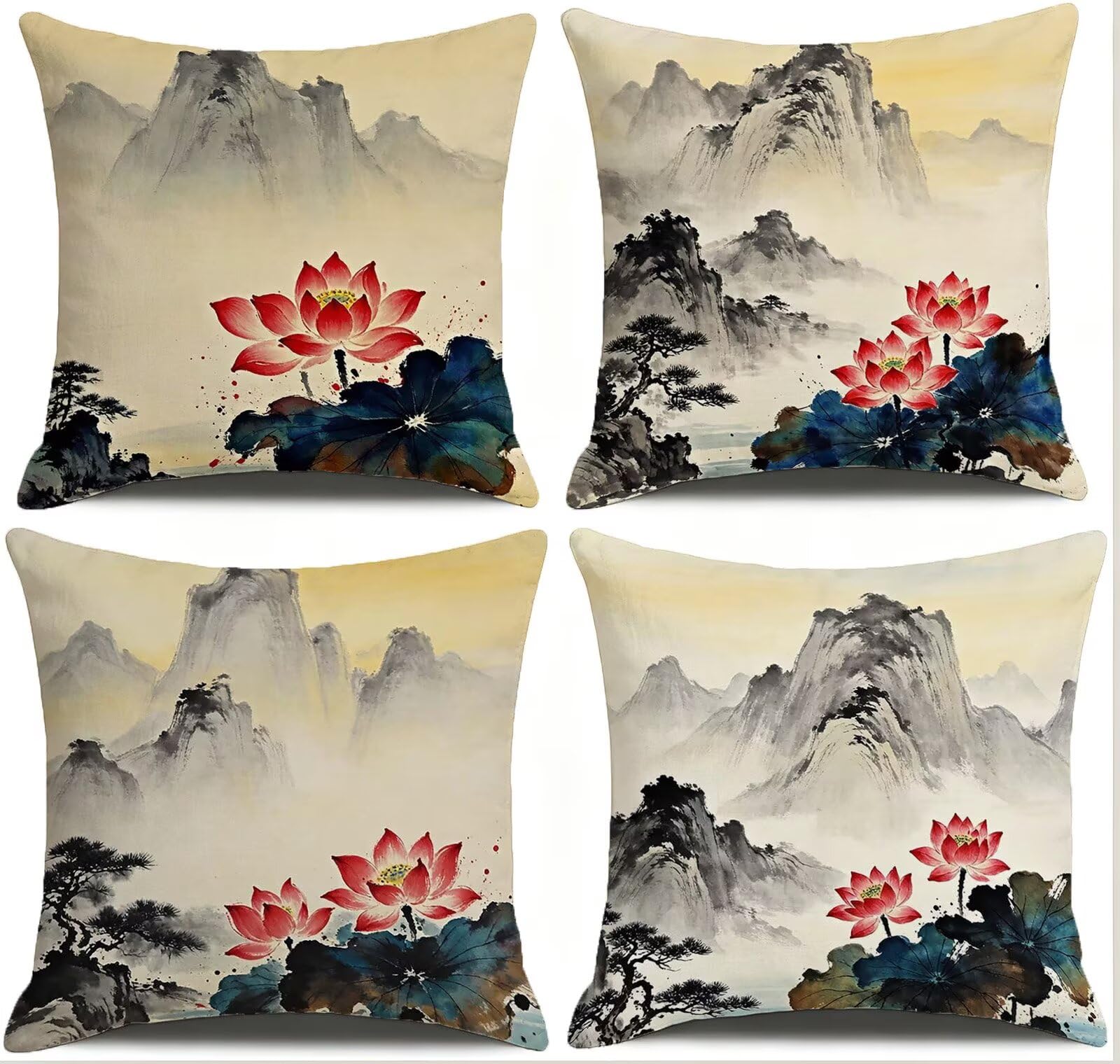 Rosso Federe Cuscini Divano 40x40cm, Cuscini da Esterno Set de 4, Cod-455