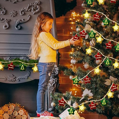 Miniatura 5 de Guirnalda de luces de Navidad de 10 pies, 20 luces LED, funciona con pilas, guirnalda de luces con control remoto, 8 modos de iluminación,