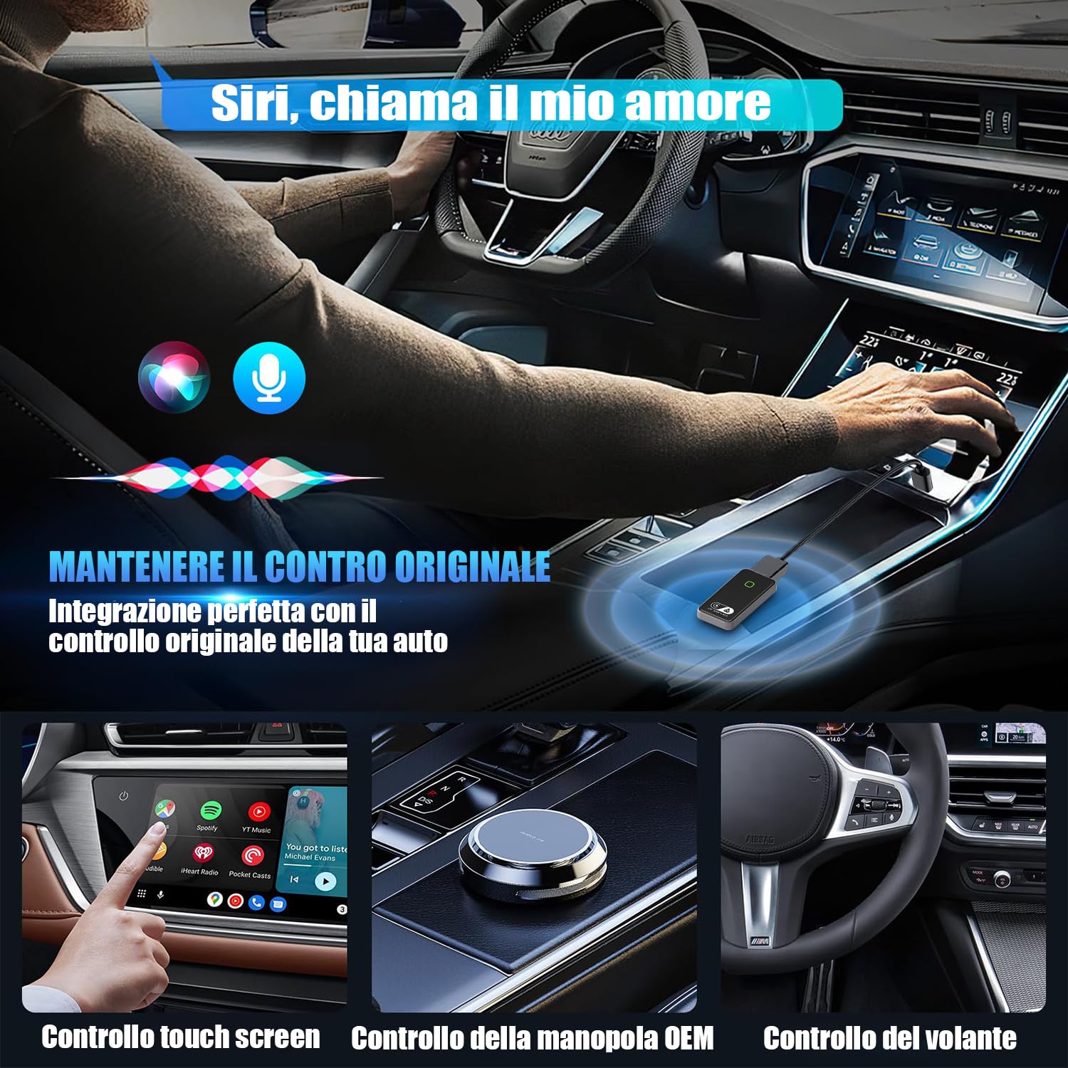 CarPlay Wireless ios & Android Auto Wireless Adattatore [2-in-1], Adattatore Converti Wired in Wireless Android Auto Wireless per Auto con Funzione Carplay o Android Auto, connessione automatica