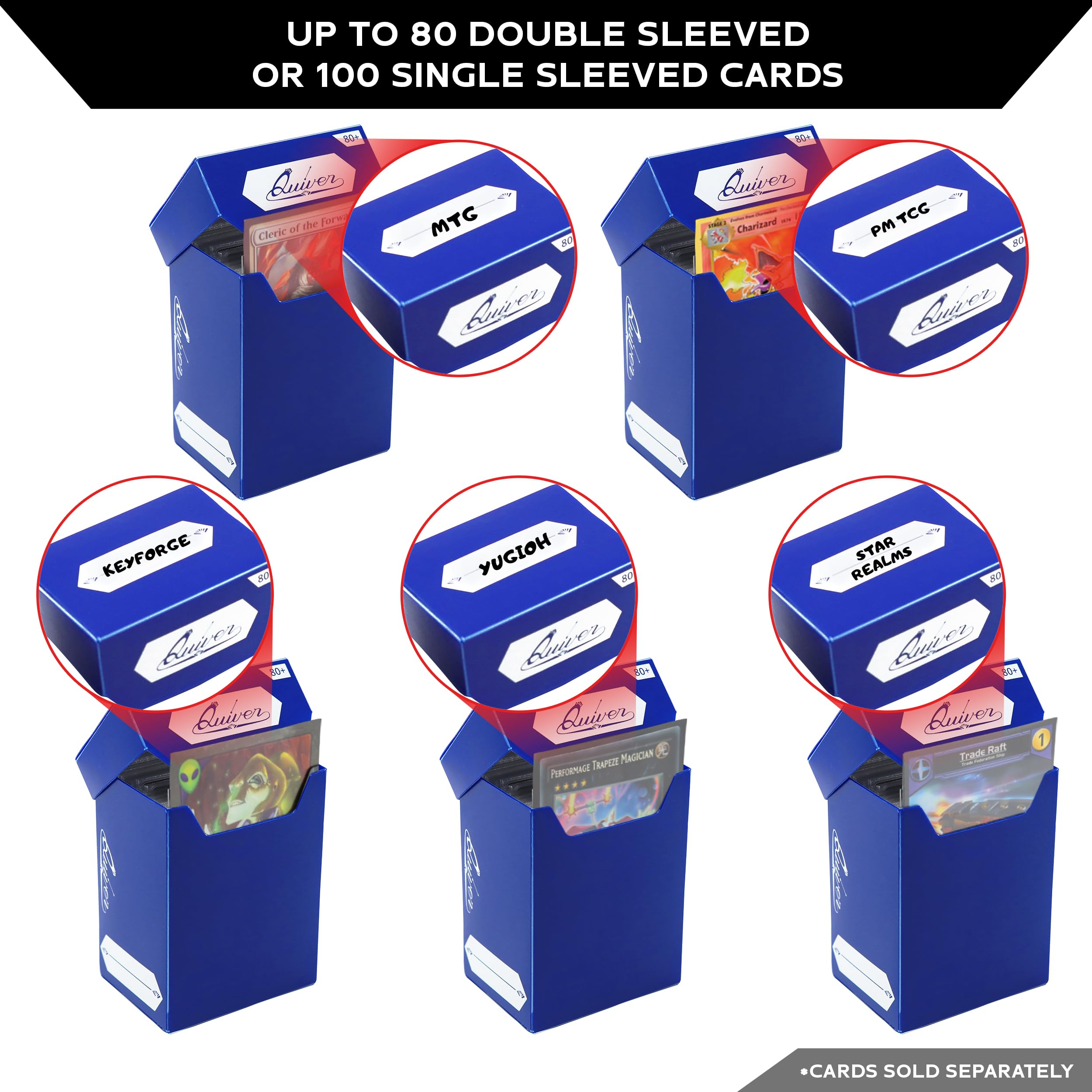 Amazon.com: Quiver Time Blue Trading Card Deck Block & Card Sleeves Bundle  Fits Magic: The Gathering Cards & Other TCG