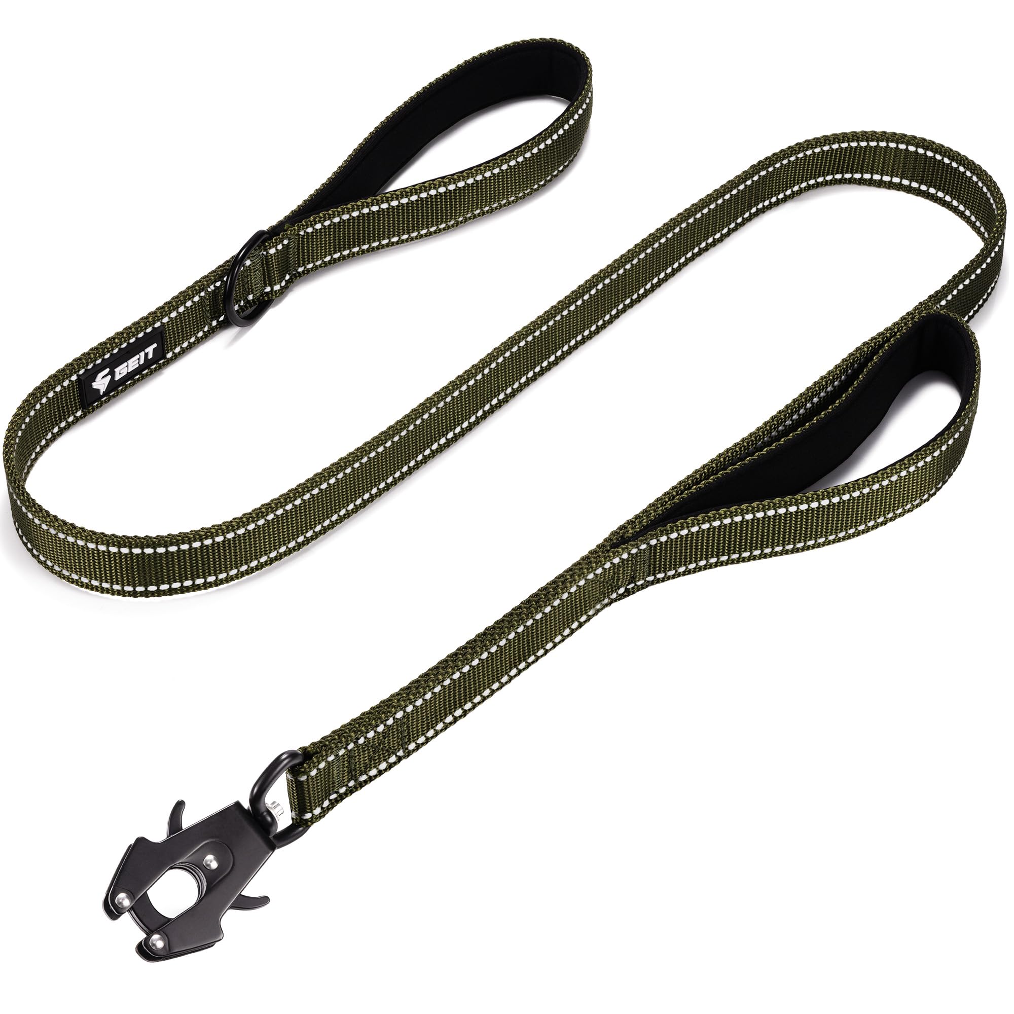GEIT 4/5/6FT Dog Leash, Heavy Duty Dog Training Leash with Double Handles, Reflective Rope Leash with Quick Release/Locking Tactical Frog Clip for Small Medium and Large Dogs — image 1