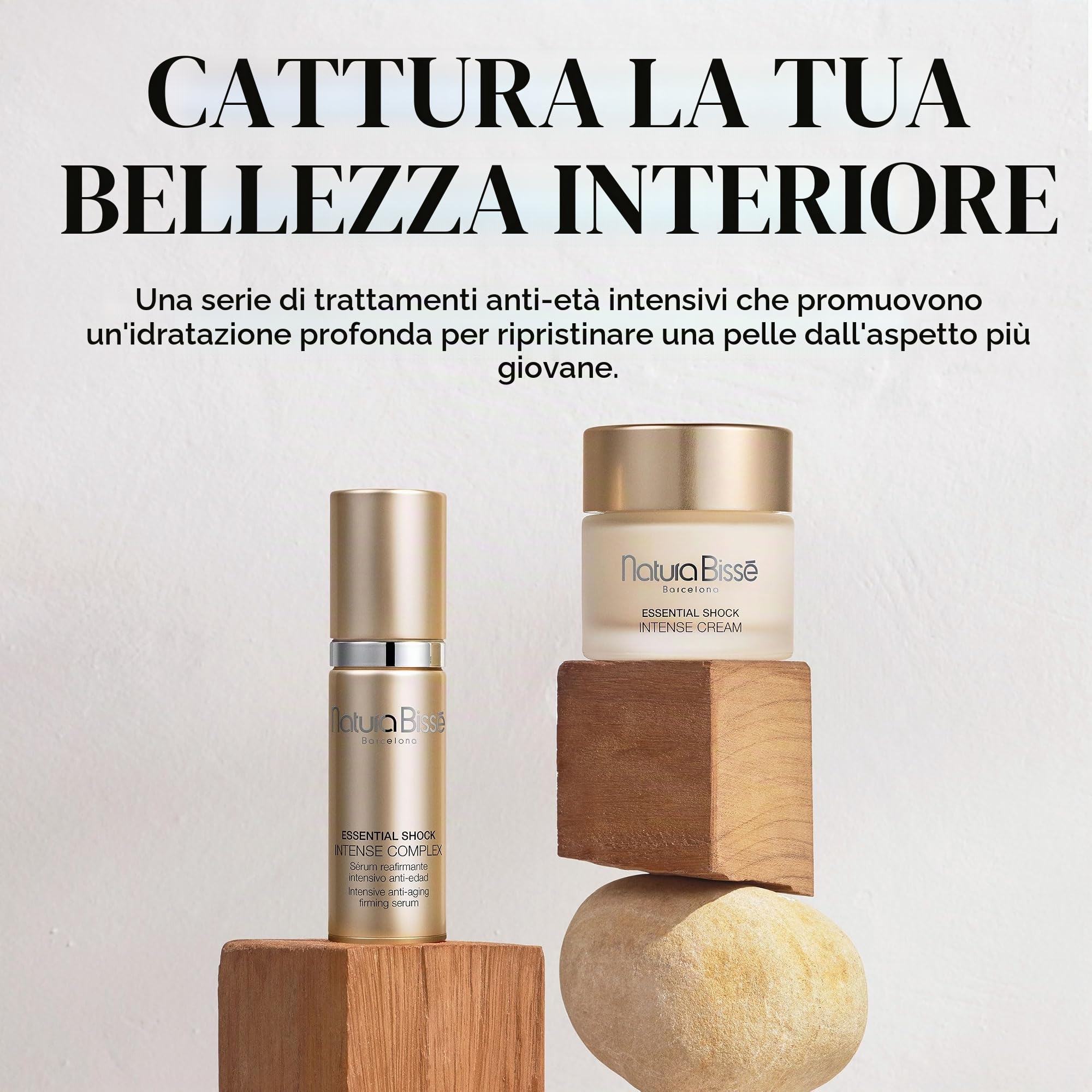 Natura Bissé Essential Shock Intense Eye And Lip Cream | Crema Contorno Occhi e Labbra Rassodante con Olio di Rosa Mosqueta, Vitamina E e Aminoacidi di Collagene ed Elastina | 15 ml