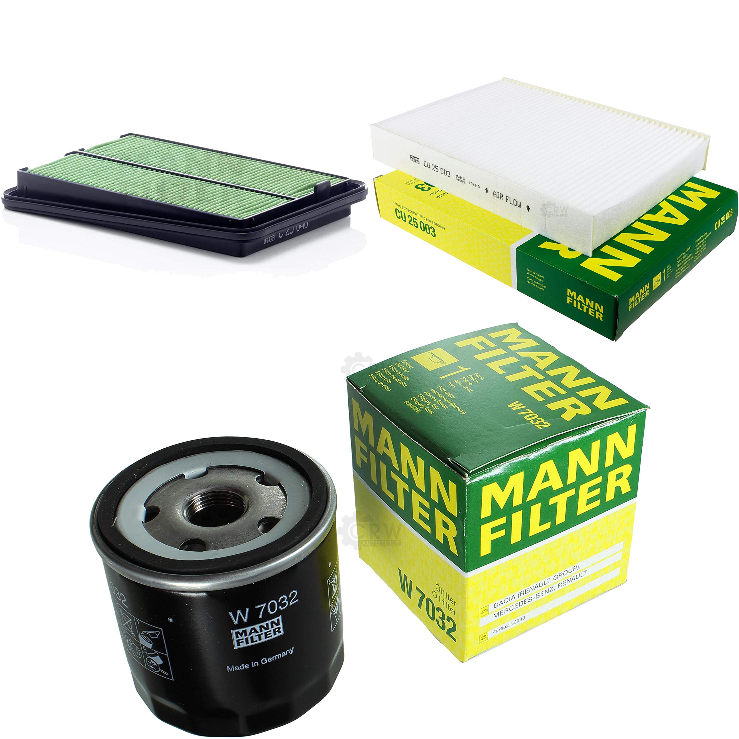 Mann-Filter Set Manutenzione Auto: Filtro Olio, Aria E Abitacolo (Filtro Antiparticolato) - Ricambi Originali