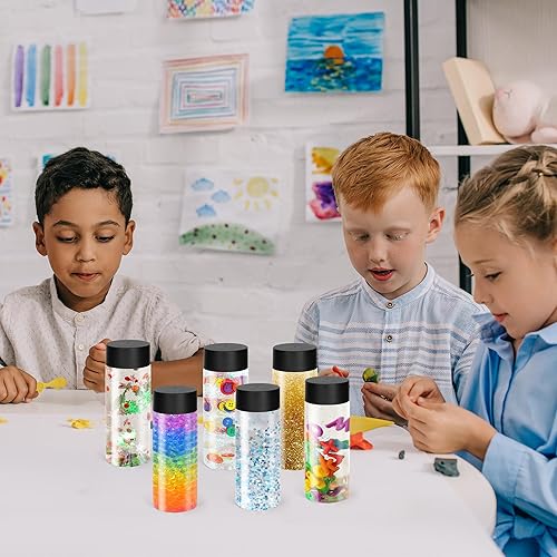 Miniatura 15 de 24 botellas de plástico transparente, botellas sensoriales vacías con tapas, 10 onzas / 10.1 fl oz de plástico PET, contenedor de bebida