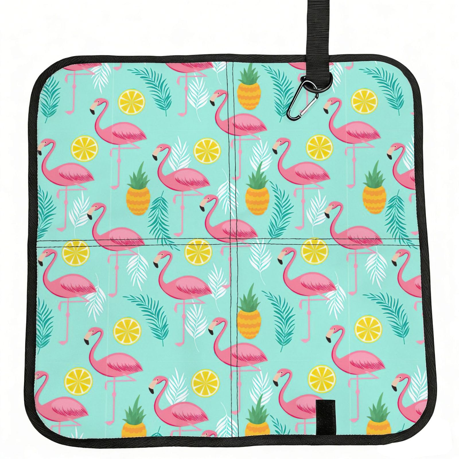 KAPPTYY Pink Flamingo Printed Bleacher Seat Cushion PE Foam Filling, Foldable Sitting Pad for Concert Stadium Events