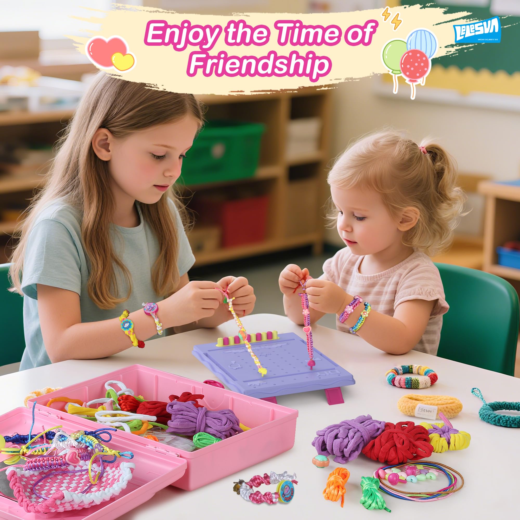 Kit de tissage 3 en 1 400 pièces + kit de fabrication de bracelets d'amitié, jouets avec boîte de rangement, boucles d'art et d'artisanat pour adultes, cadeaux pour enfants de 5, 6, 7, 8 à 12 ans, 13