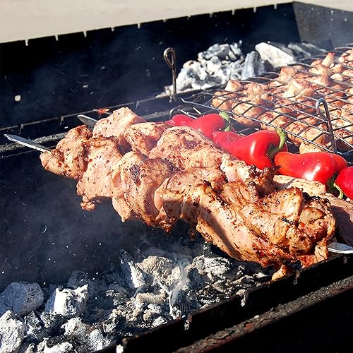 Miniatura 5 de Dicunoy 9 pinchos de barbacoa de acero inoxidable, pinchos de Kabob de 17 pulgadas para parrilla, palitos de barbacoa planos de metal reutilizables