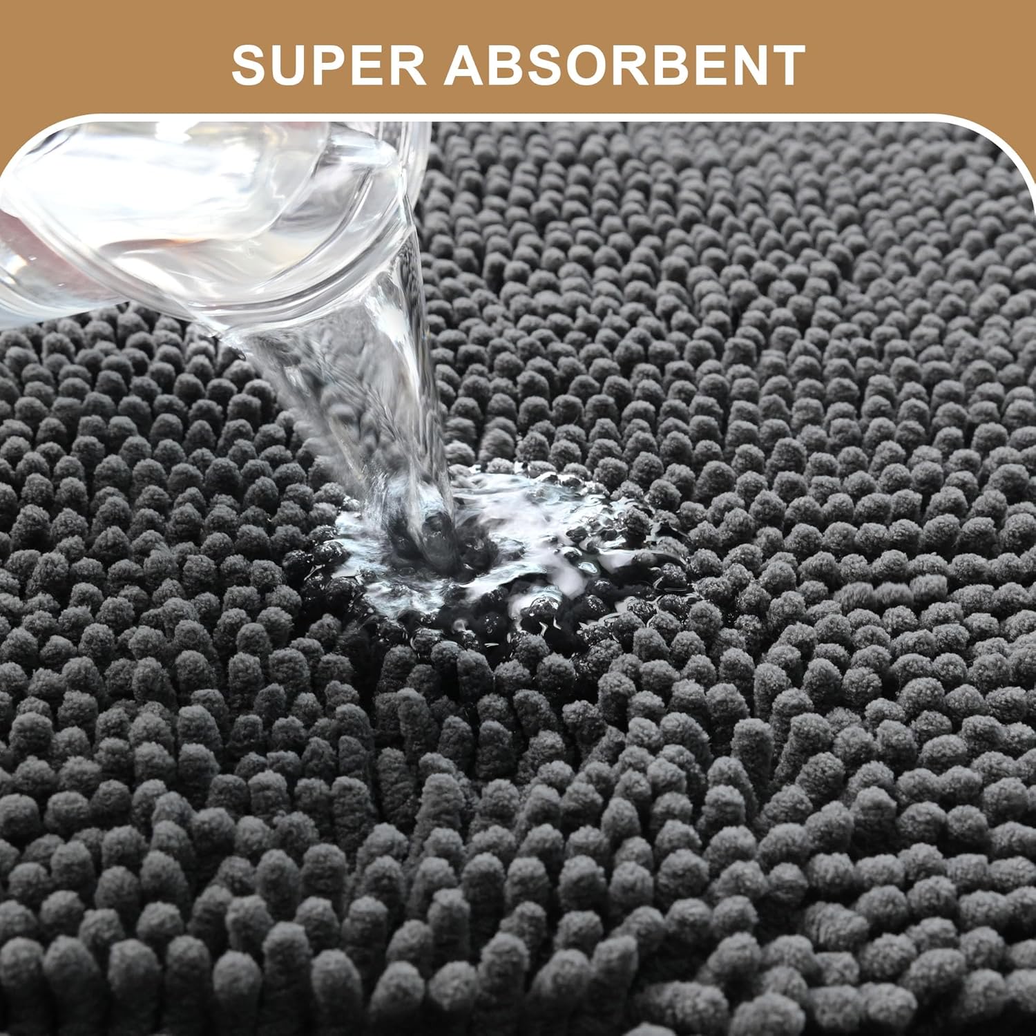 Amyracel Absorbent Dog Door Mat for Muddy Paws, 60" x 24" Non Slip Washable Door Mat Indoor Entrance, Quick Dry Chenille Pet Entry Rugs for Entryway Indoor, Grey - Image 3