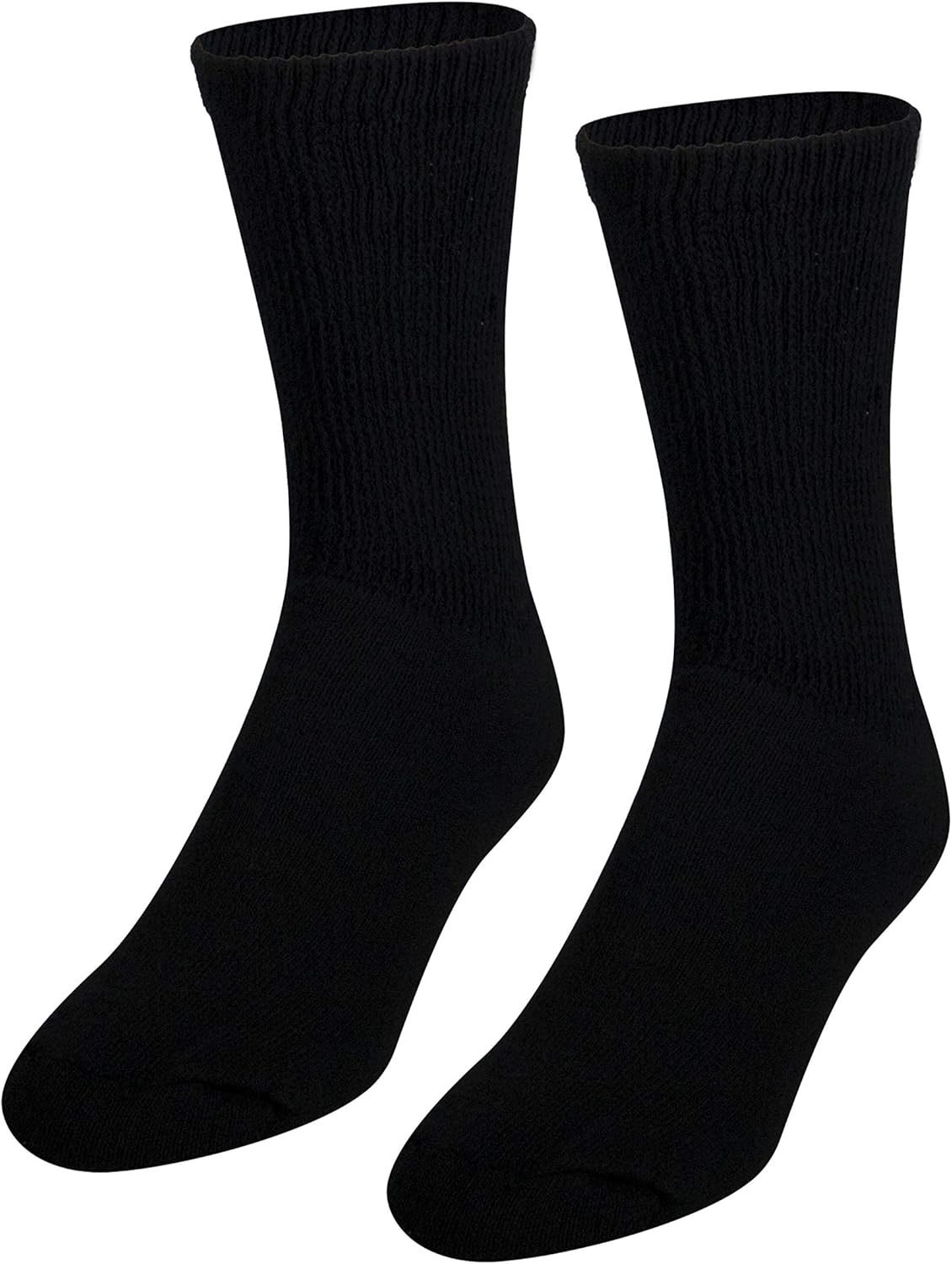 NuVein Diabetic Socks, Sensitive Foot, Comfort Loose Knit, Black, X-Large (Pack of 4)