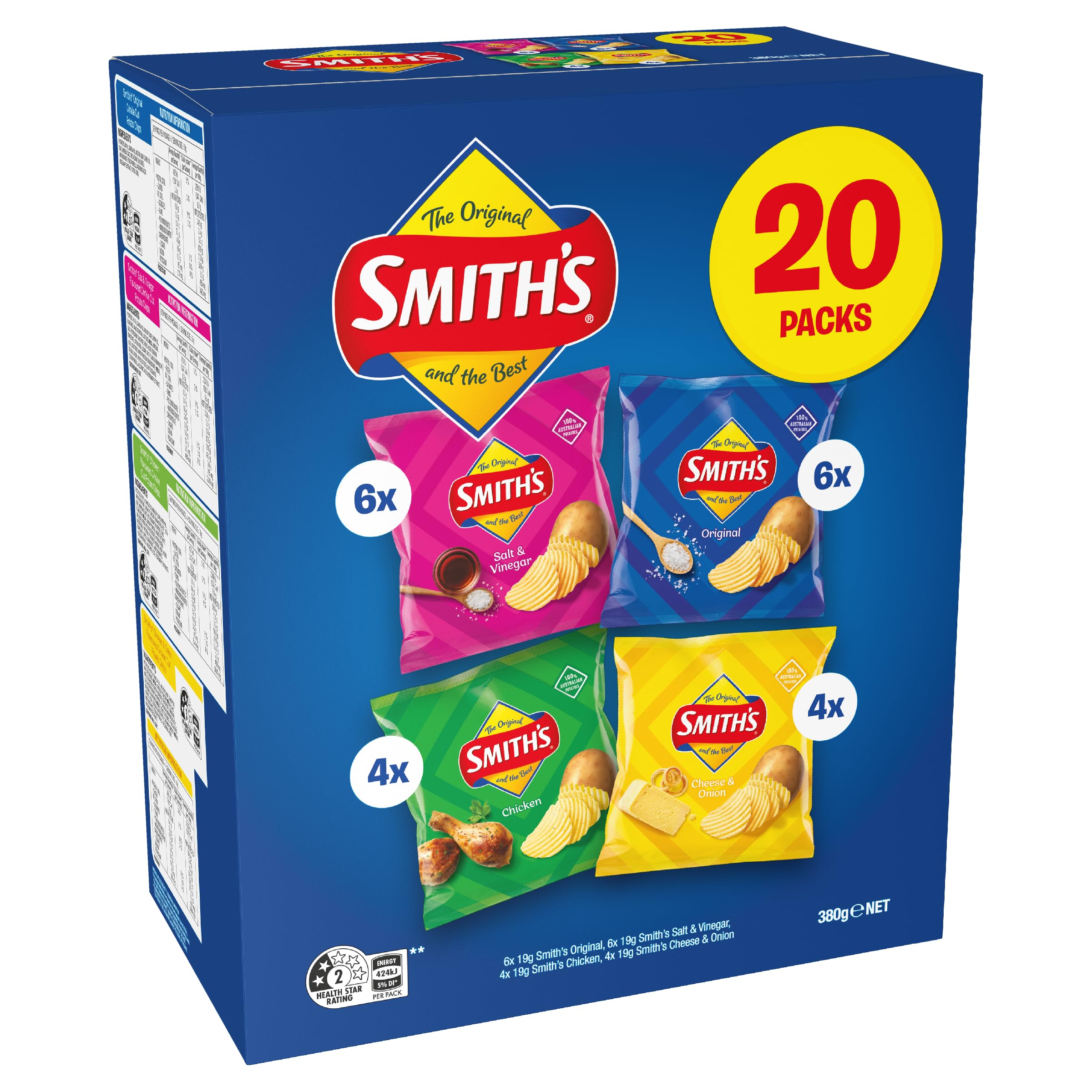 Smith’s Crinkle Cut Potato Chips Flavour Mix Multipack Variety 20 Pack