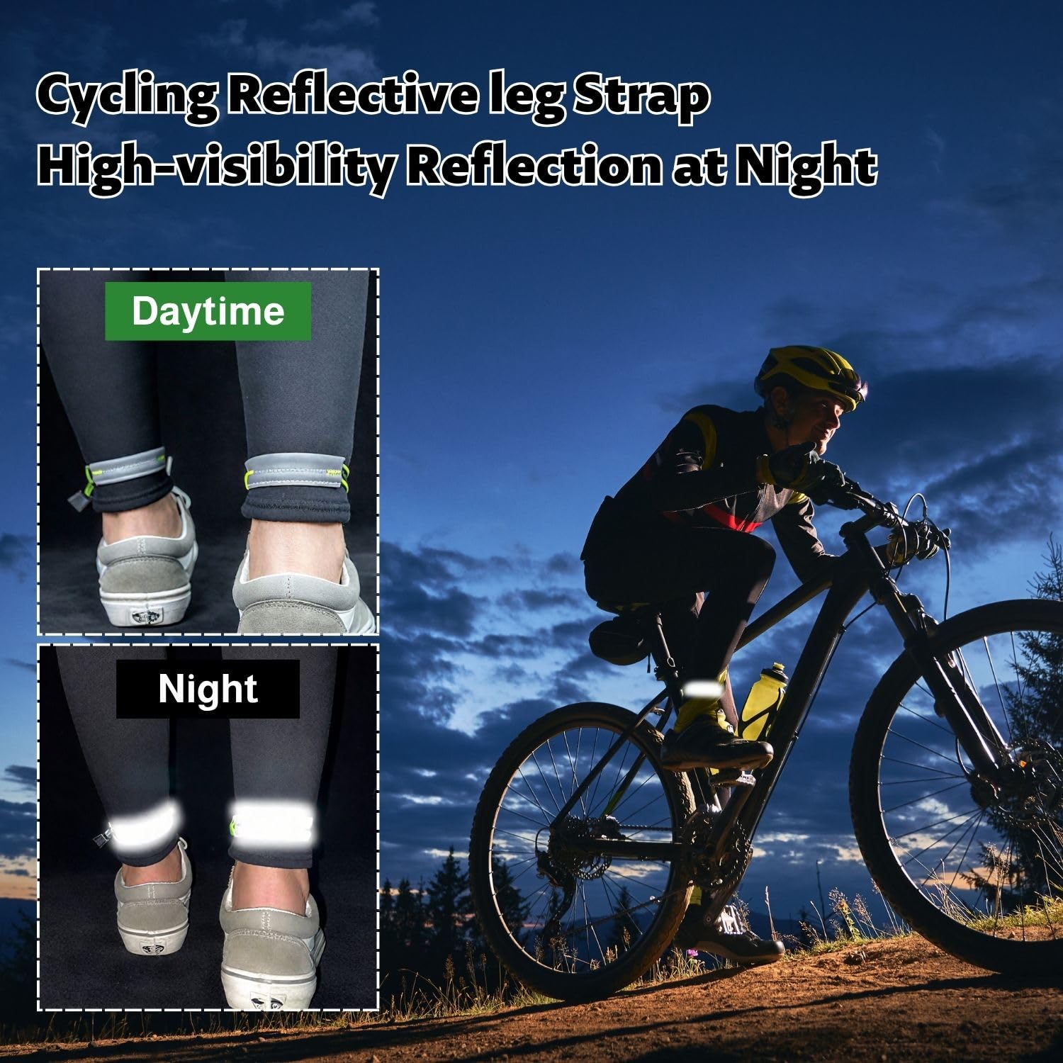 Fascia Riflettente per Pantaloni da Ciclista, Fermaglio Elastico per Fissare Le Gambe dei Pantaloni in Bici, Fascia Comoda per Uso Quotidiano e all’Aperto, Set da 2